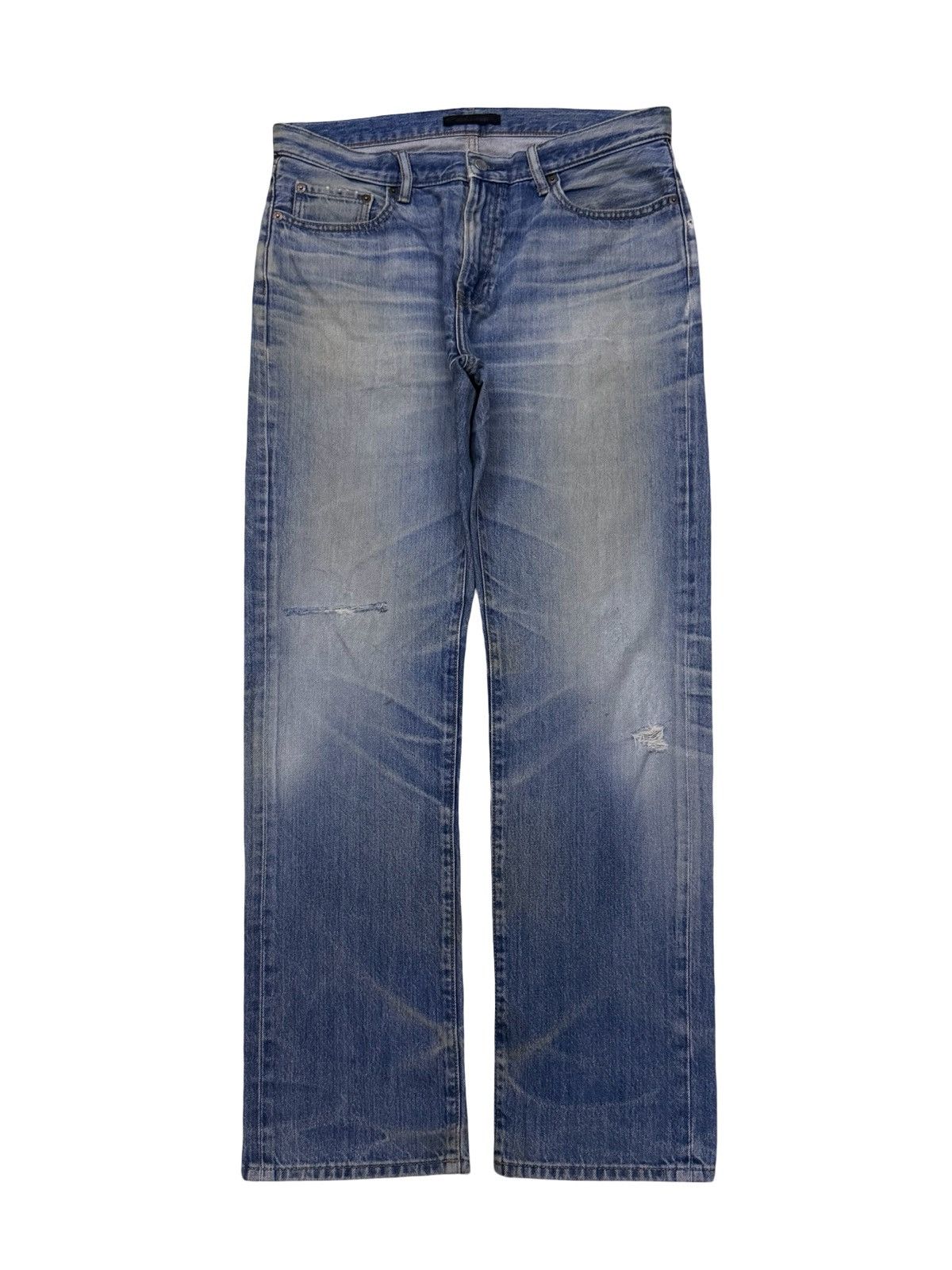 Uniqlo Vintage UNIQLO Japan Market Light Wash Distressed Denim W34 Size US 34 / EU 50 - 2 Thumbnail