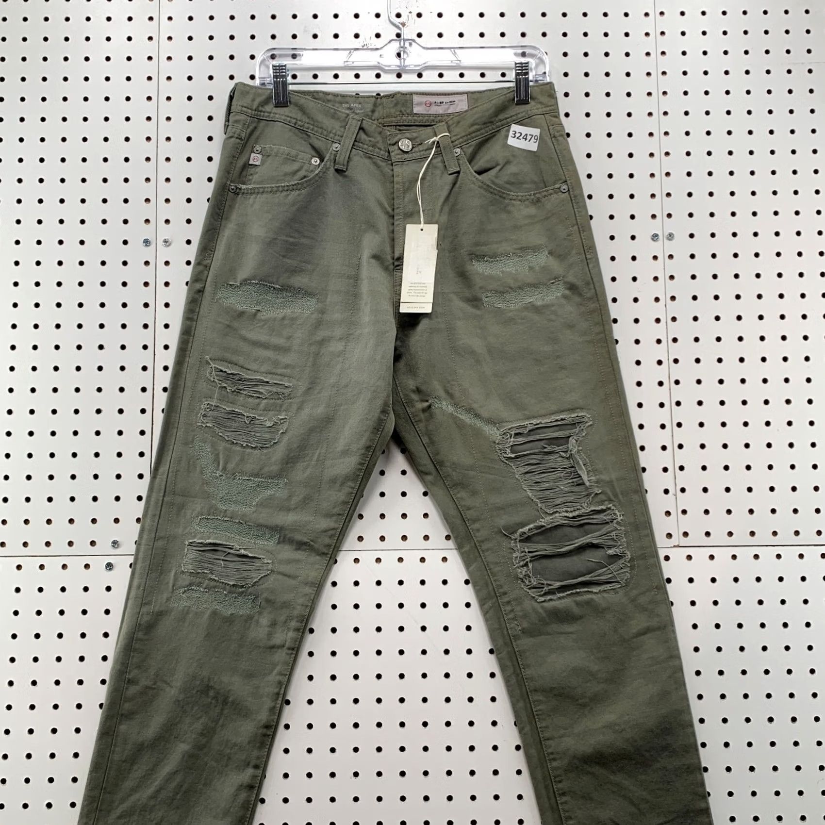 Denime AG Adriano Goldschmied Jeans Green Distressed 30x28.5 Denim Slim Mens Jeans Size US 29 - 6 Thumbnail