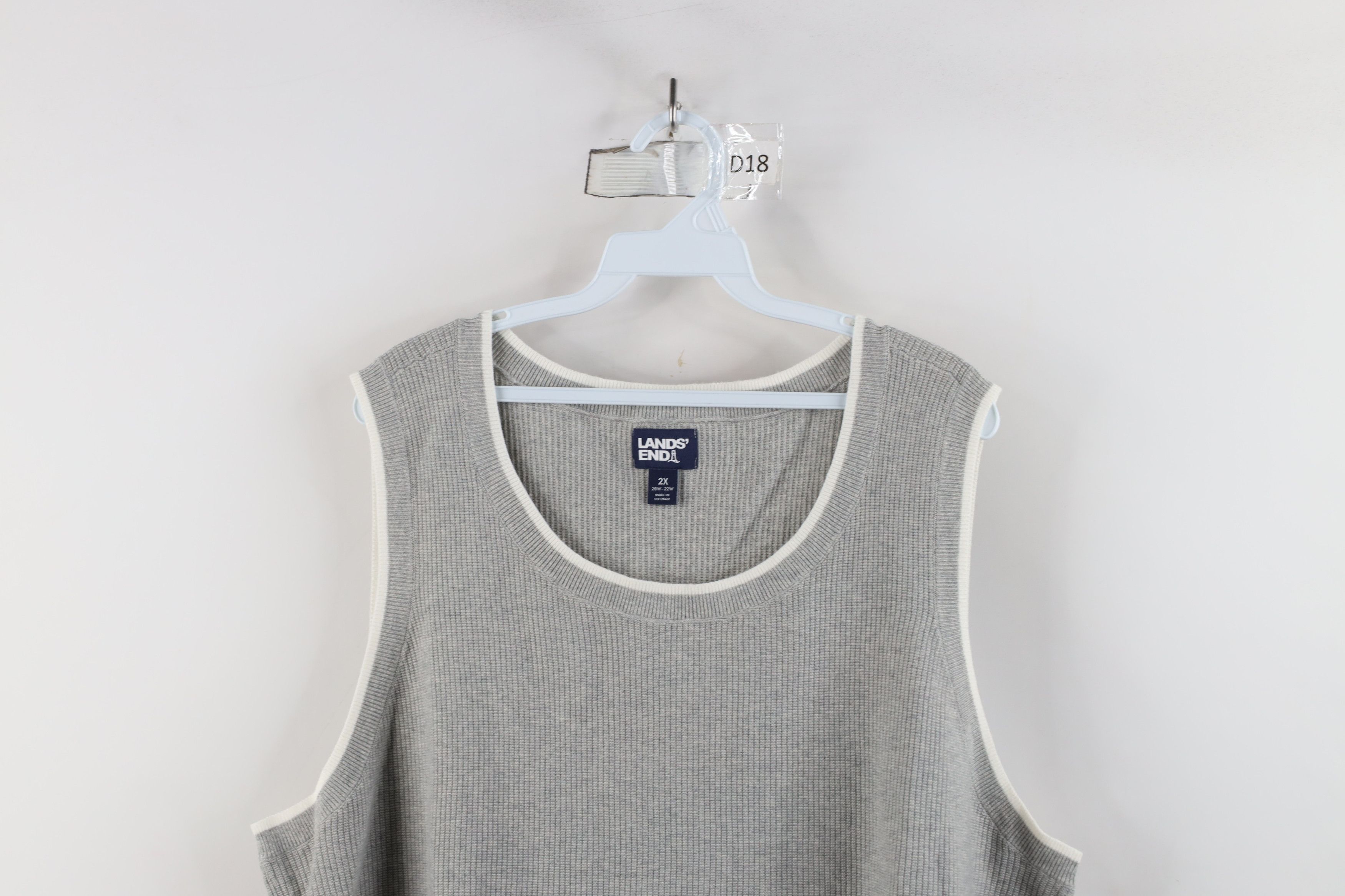 Lands' End × Vintage Vintage Lands End Blank Cotton Ribbed Knit Sweater Vest Gray Size XXL / US 16-18 / IT 52-54 - 2 Thumbnail