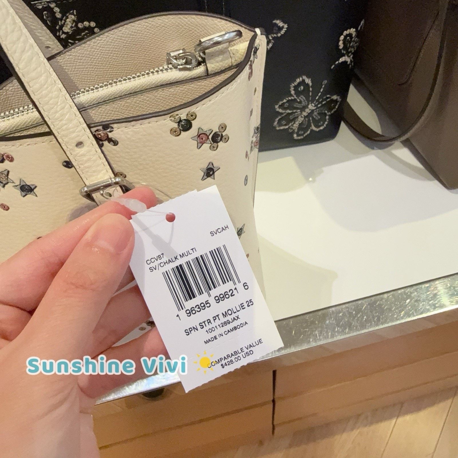 Coach NWT Coach Mollie Tote Bag 25 Star CCV87 Silver Chalk Multi Size ONE SIZE - 3 Thumbnail