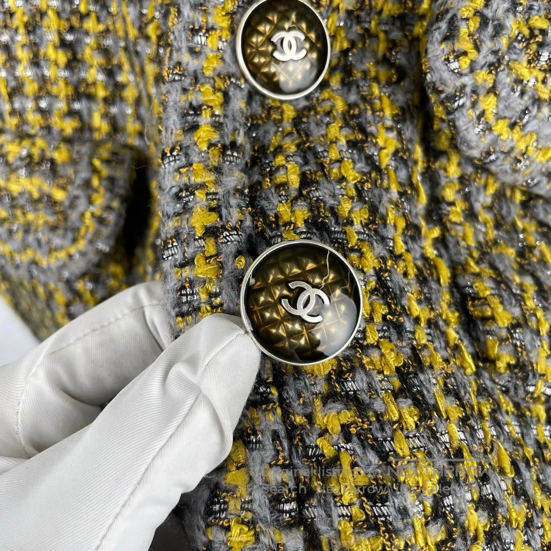 Chanel Chanel Yellow Plaid Belted Tweed Jacket| Size XS / US 0-2 / IT 36-38 - 6 Thumbnail