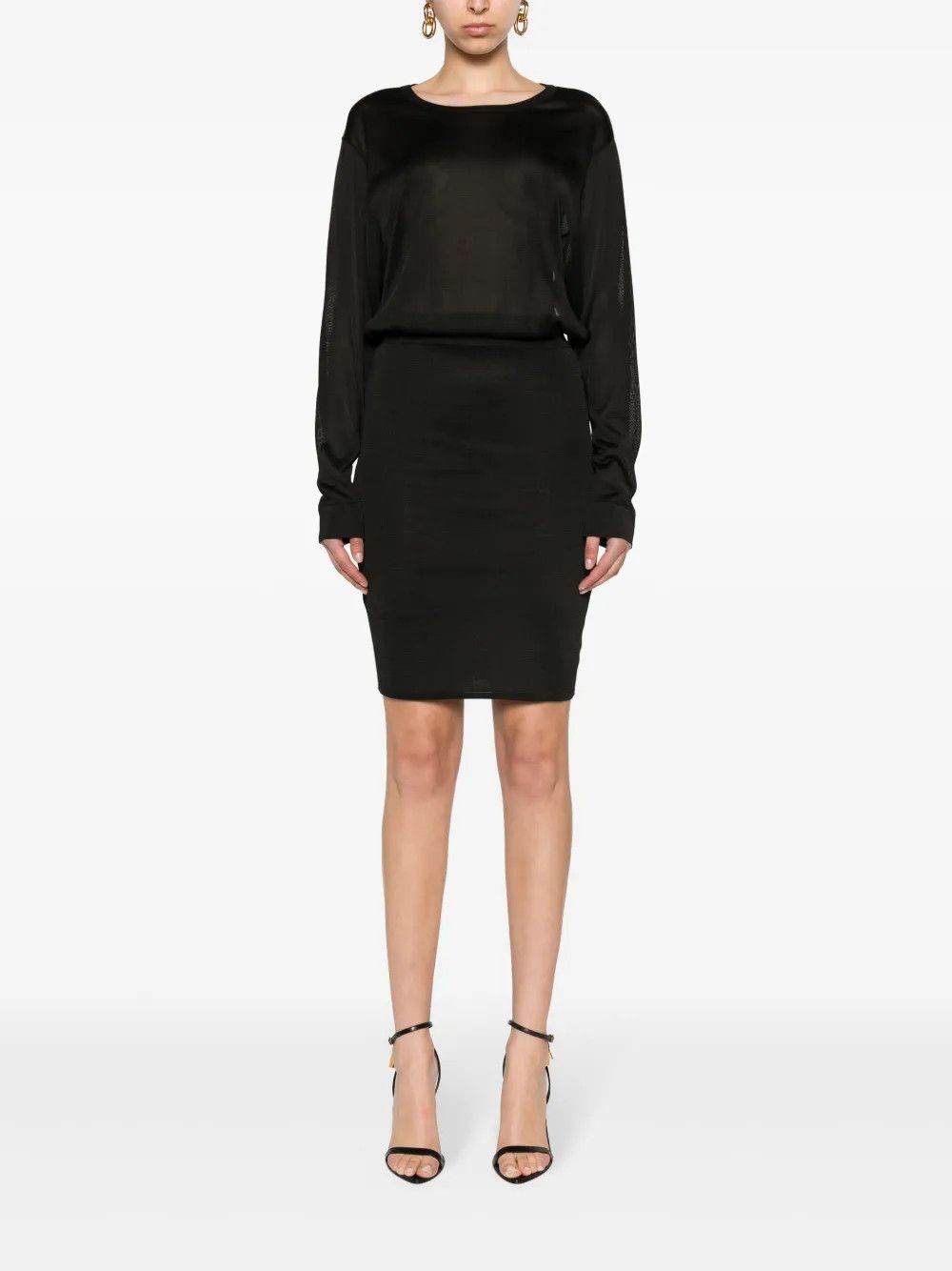 Saint Laurent Paris o1y0126 Mini Dress in Black Size L / US 10 / IT 46 - 2 Thumbnail