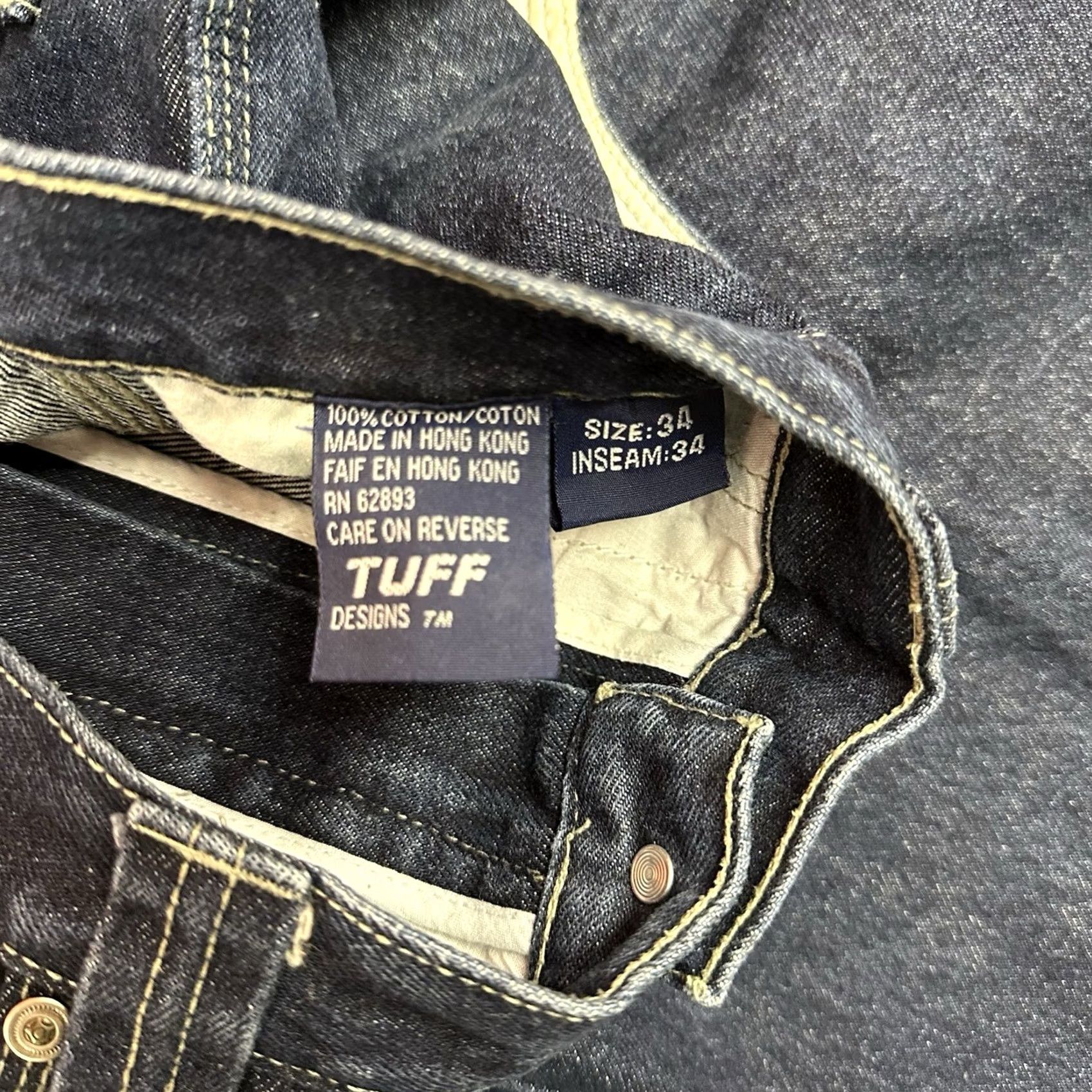 Denime VINTAGE TUFF Denim Carpenter Jeans Men’s 32 X 32 Embroidered Baggy 90s Grunge Hip Hop Size US 32 / EU 48 - 5 Thumbnail