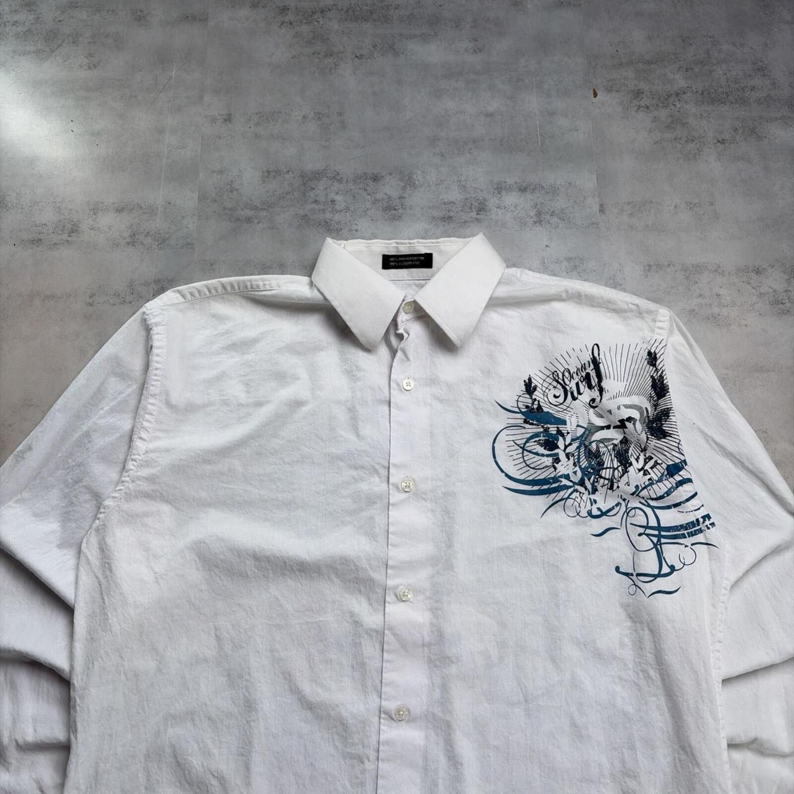 Other Y2K Ocean Surf Grunge Distressed Long Sleeve Button Up Shirt Size US L / EU 52-54 / 3 - 2 Thumbnail