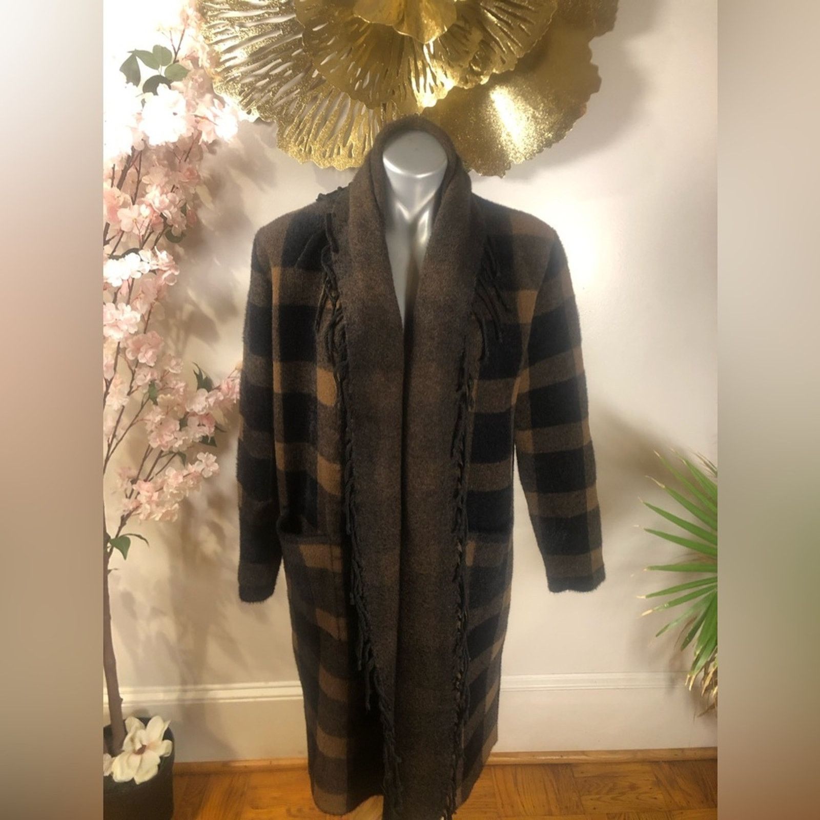 Other Long cardigan sweater checkered brown and back. Lysse Size M / US 6-8 / IT 42-44 - 2 Thumbnail