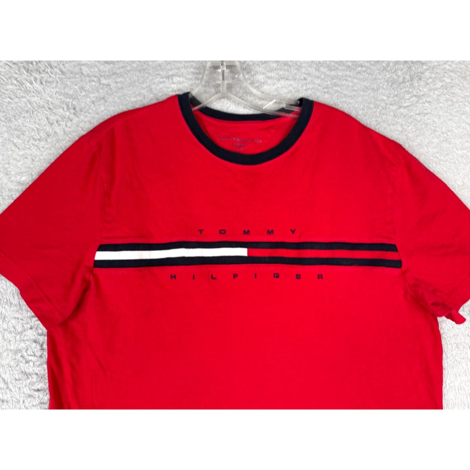 Tommy Hilfiger Tommy Hilfiger Shirt Adult Large Red Crew Neck Short Sleeve 100% Cotton Men's T-Shirt Size US L / EU 52-54 / 3 - 4 Thumbnail