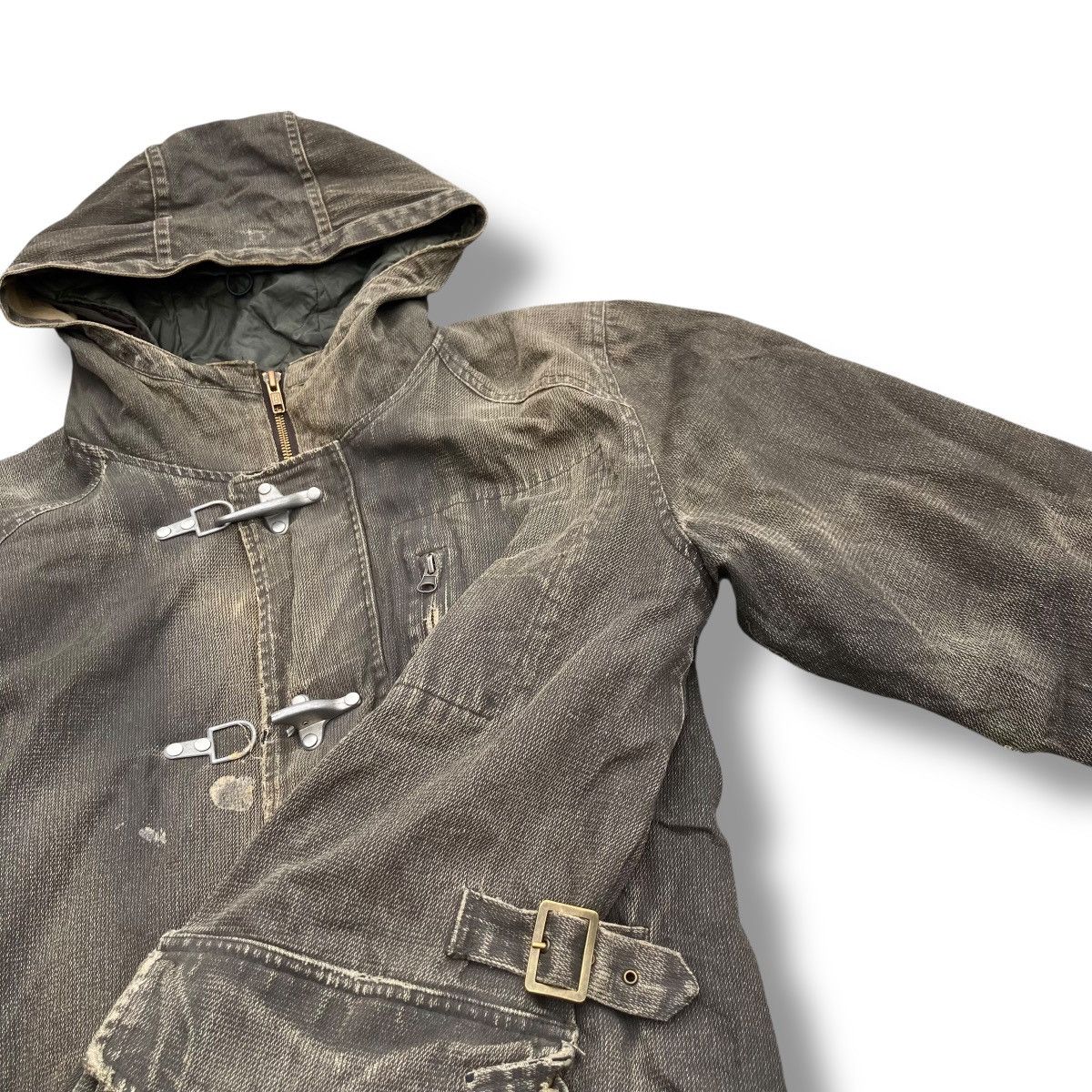 Le Grande Bleu (L.G.B.) 🇯🇵 ALL THE WAY WASHED DENIM DISTRESSED DESTROYED PARKA JACKET Size US M / EU 48-50 / 2 - 7 Thumbnail