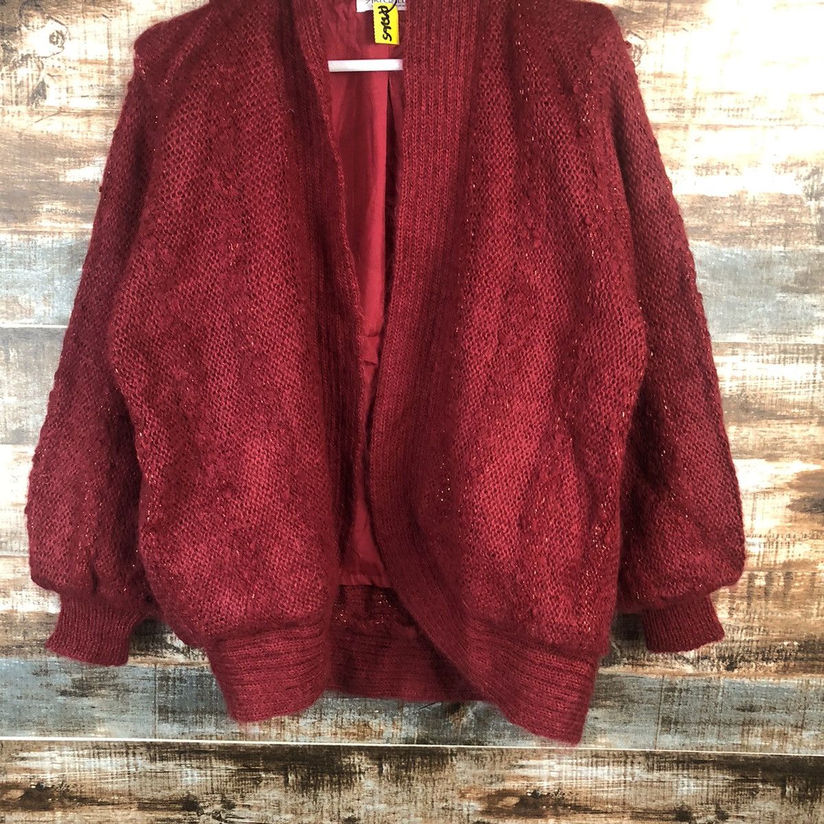 Homespun Knitwear Art Galde Red vintage Cardigan mohair Knitwear #A2265 Size XL / US 12-14 / IT 48-50 - 3 Thumbnail