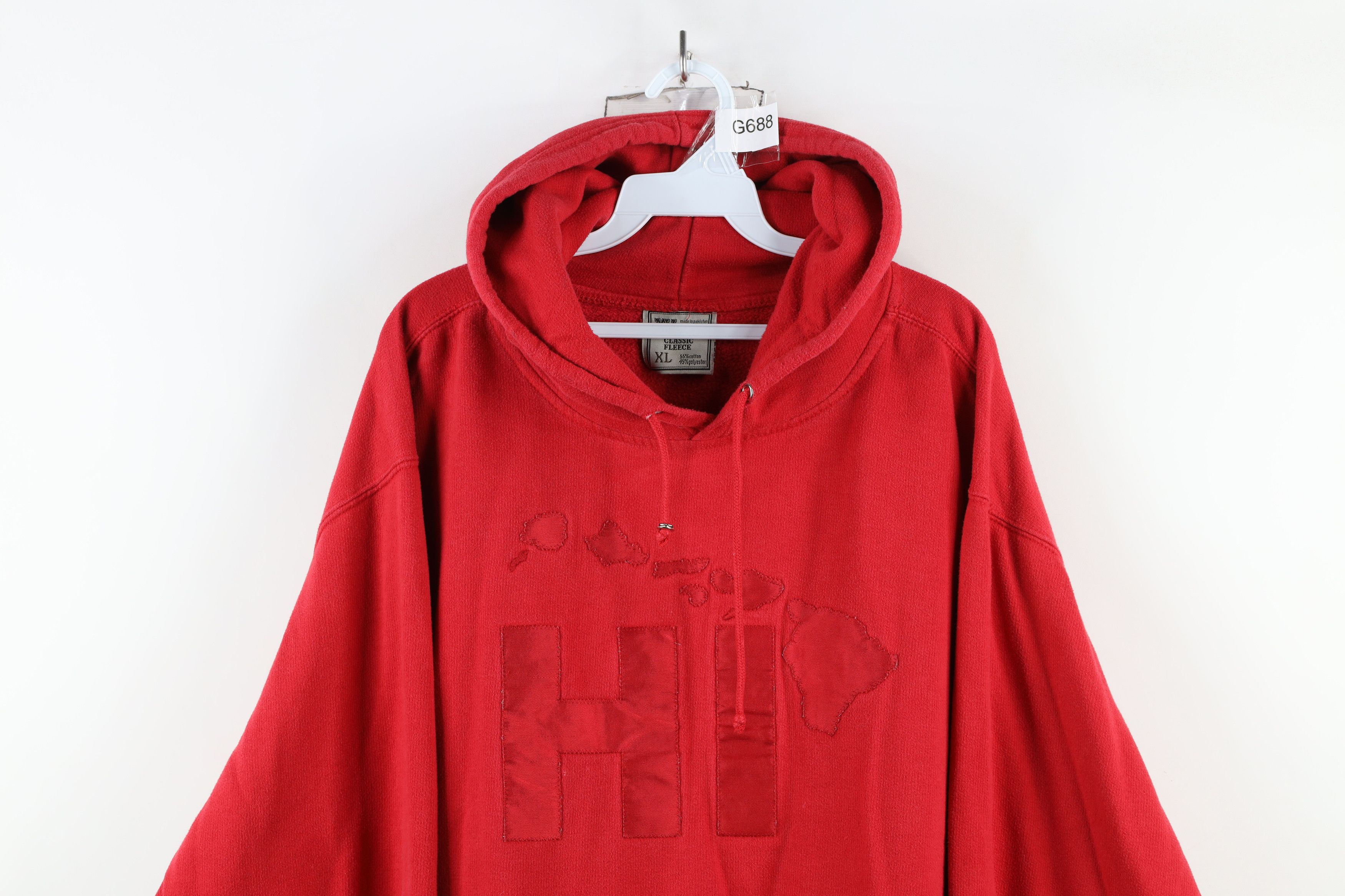 Vintage Vintage 90s Streetwear Hawaii HI Hoodie Sweatshirt Red Size US XL / EU 56 / 4 - 2 Thumbnail