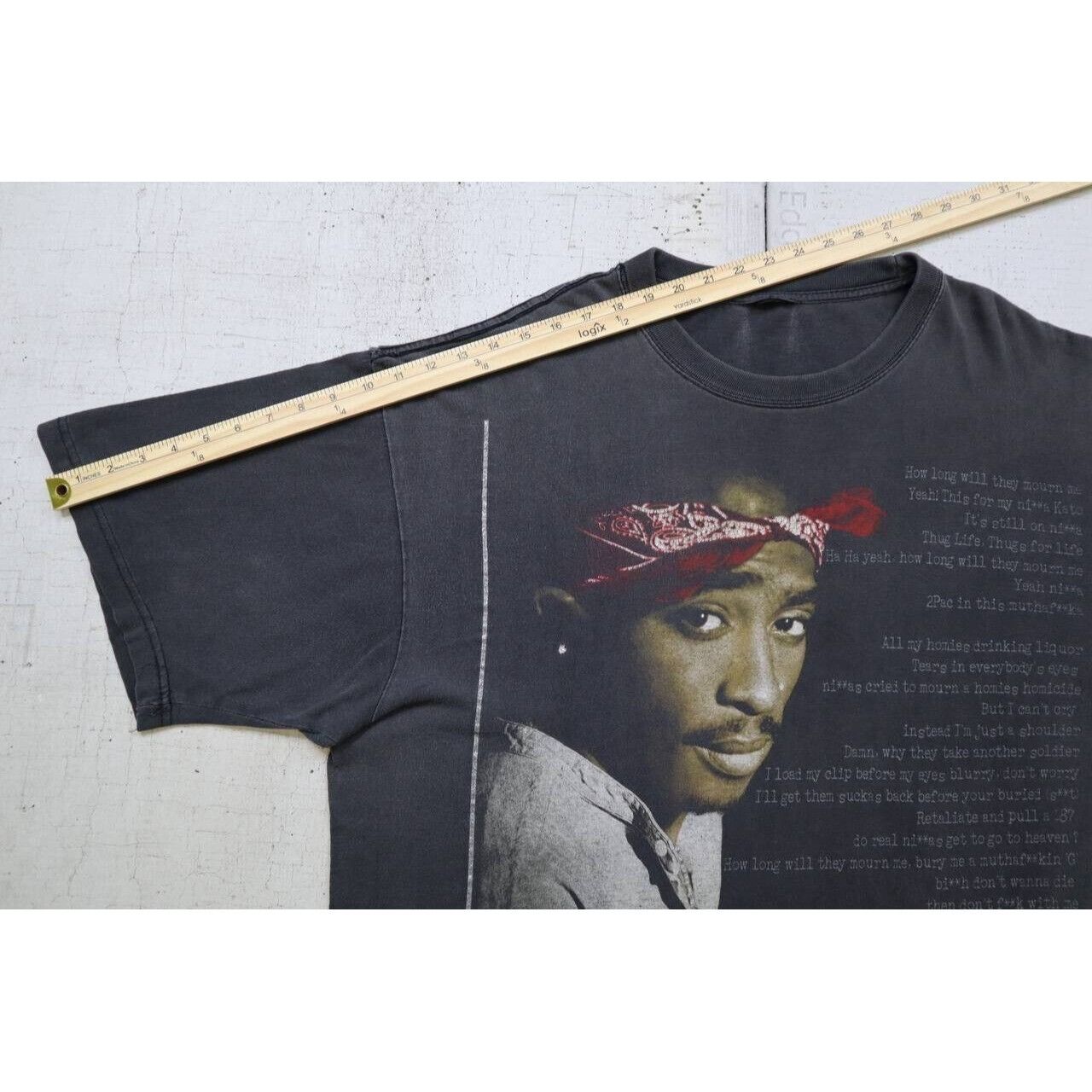 Vintage VTG 90s Y2K Tupac Shakur Memorial BLACK Shirt Hip Hop 3XL Size US XXL / EU 58 / 5 - 3 Thumbnail