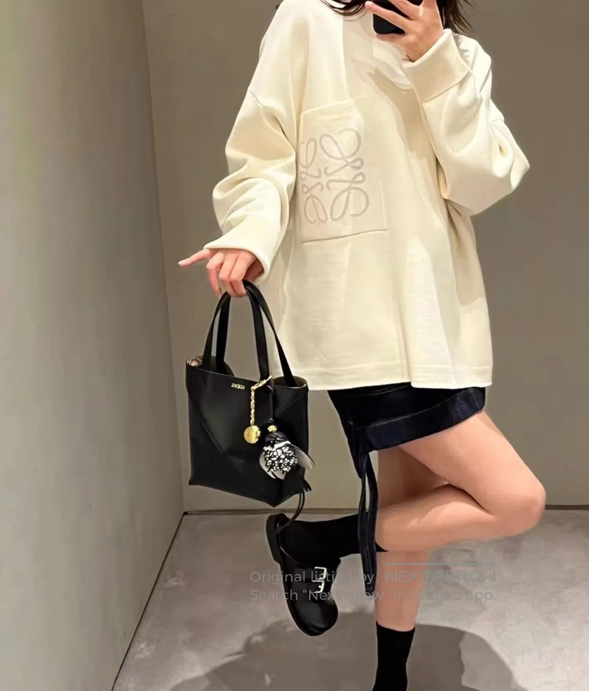 Loewe LOEWE Pocket Square Logo Knit Hoodie| Size M / US 6-8 / IT 42-44 - 1 Thumbnail