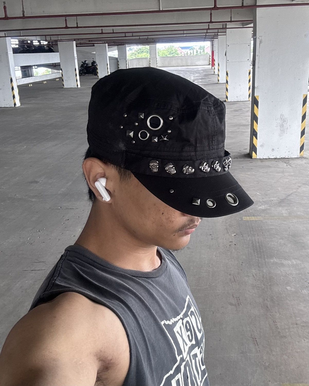 If Six Was Nine Skull Studed Cadet Hats Black Size ONE SIZE - 5 Thumbnail