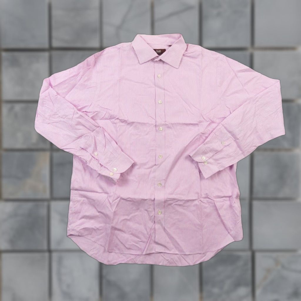 Vintage Hickey Freeman Men's 17 Pink Striped Button-Up Dress Shirt Long Sleeve Preppy Size 46R - 1 Thumbnail