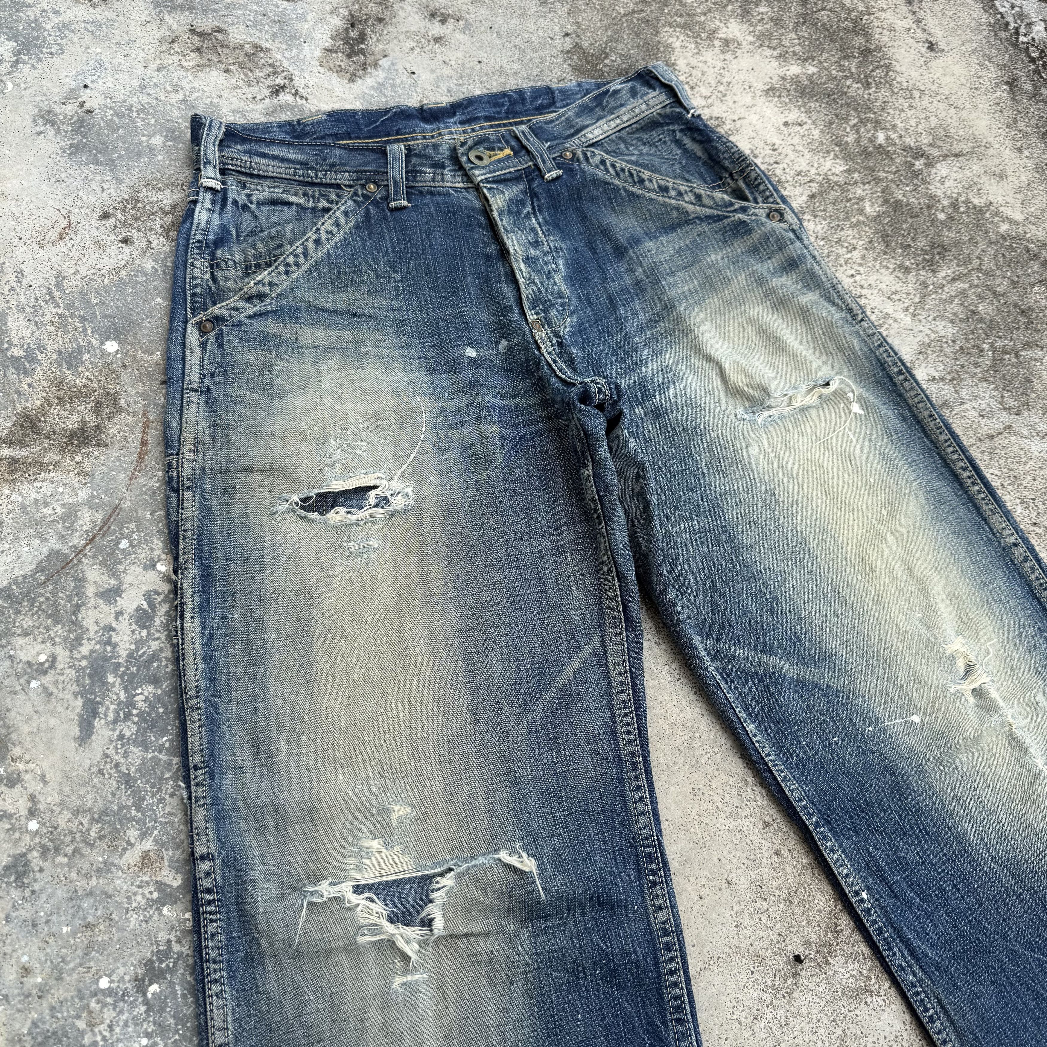 Japanese Brand Vintage union made button fly faded ripped jeans denim pan Size US 30 / EU 46 - 4 Thumbnail