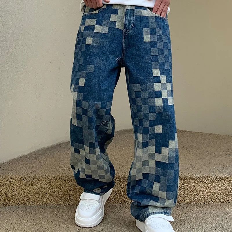 Jean × Vintage Mosaic Checkerboard Jeans Size US 30 / EU 46 - 1 Thumbnail