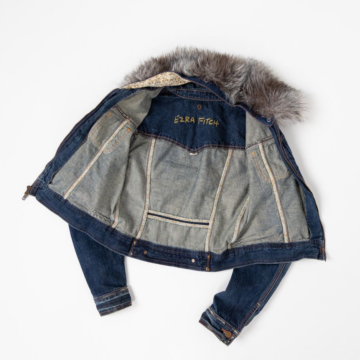 Abercrombie & Fitch Abercrombie Ezra Fitch Denim Jacket Faux Fur Collar Cropped Size M / US 6-8 / IT 42-44 - 2 Thumbnail