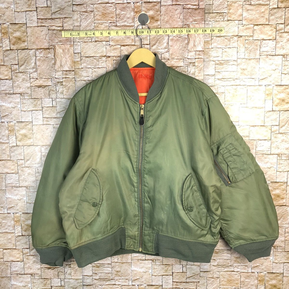 Japanese Brand Vintage faded Green Bombers Jacket #A390 Size US L / EU 52-54 / 3 - 1 Thumbnail