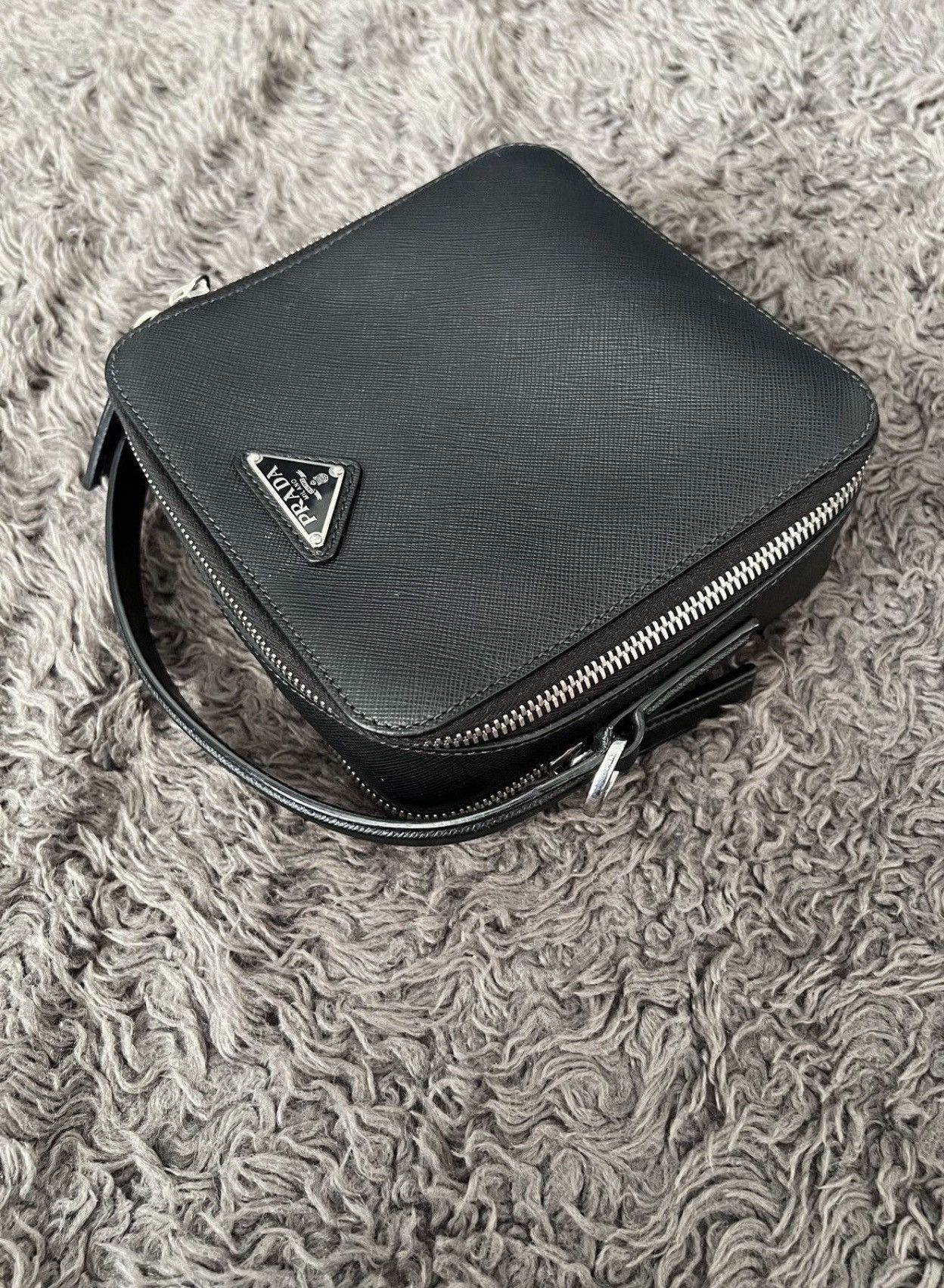 Prada Prada Black Logo Saffano Leather Cross Body Bag Size ONE SIZE - 7 Thumbnail