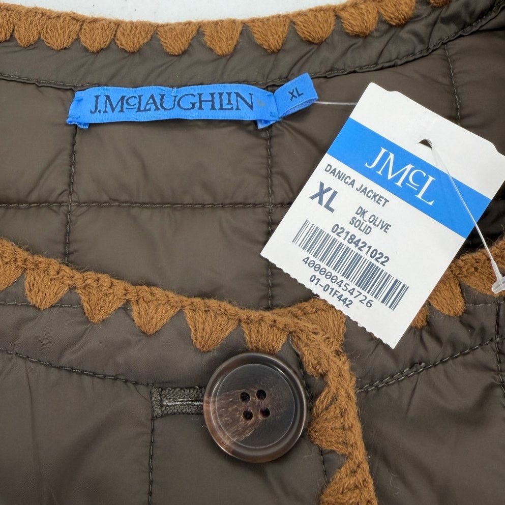 J.McLaughlin NWT J. McLaughlin Danilka Olive Green/Brown Quilted Jacket Size XL / US 12-14 / IT 48-50 - 7 Thumbnail