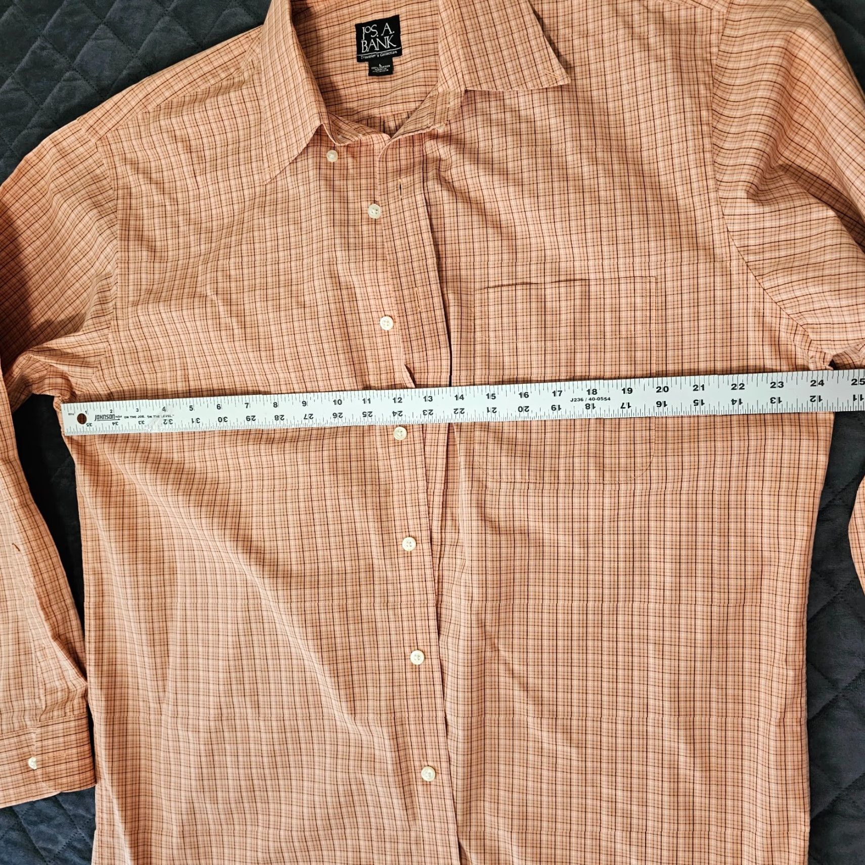 Jos. A. Bank VINTAGE Jos A Bank Men's Orange Check Casual Button-Up Shirt L Classic Fit Cotton Non-Iron Long Sleeve Size US L / EU 52-54 / 3 - 5 Thumbnail