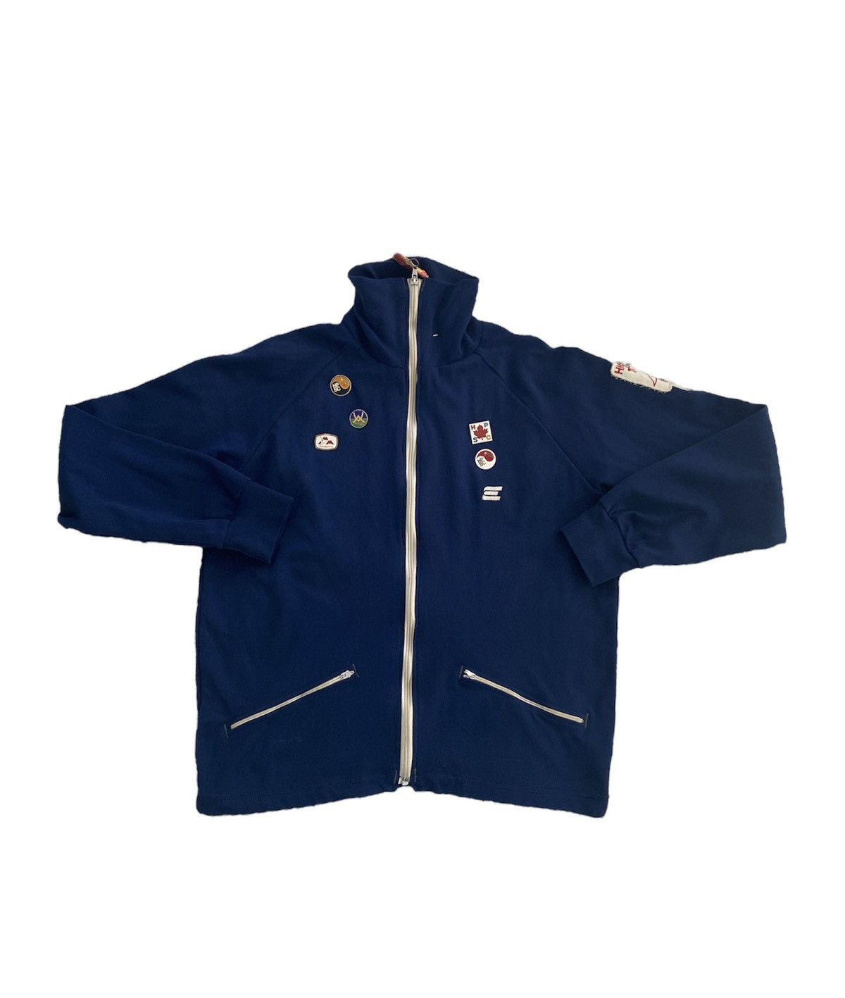 Vintage 70s Y2K Rare Skiing Pins Zip Up S