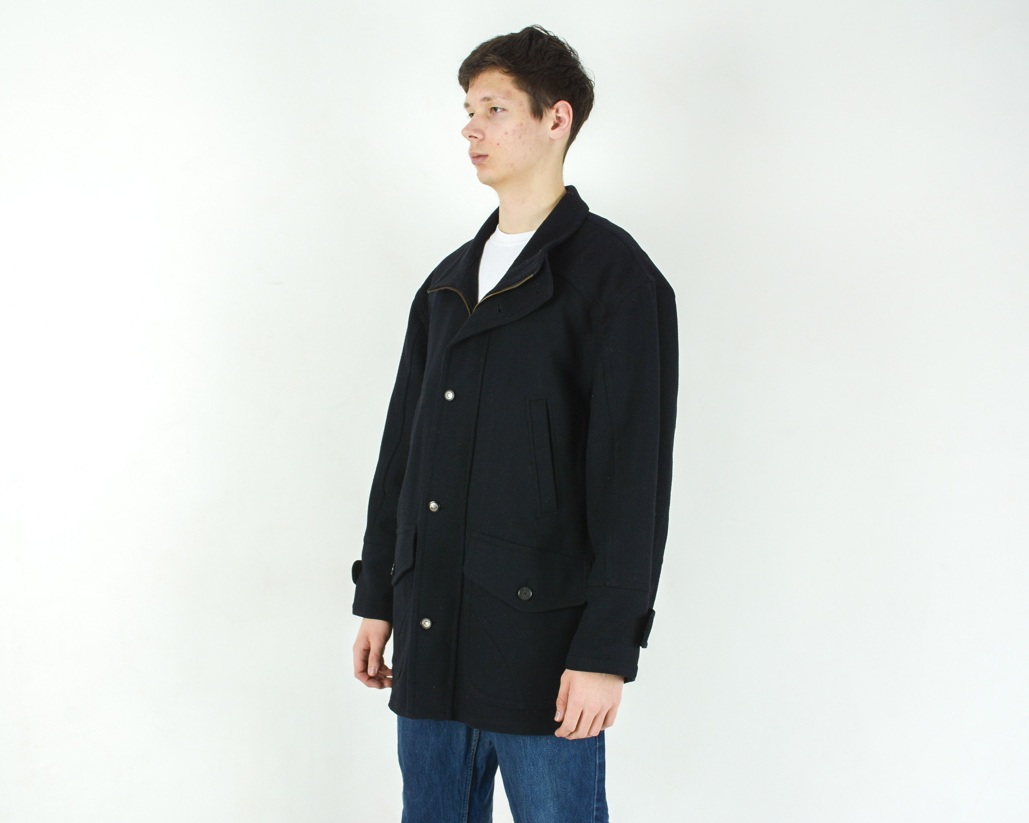 Vintage KARLSBURG US 40 UK Wool Trench Jacket Pea Overcoat Vintage M Size US M / EU 48-50 / 2 - 3 Thumbnail