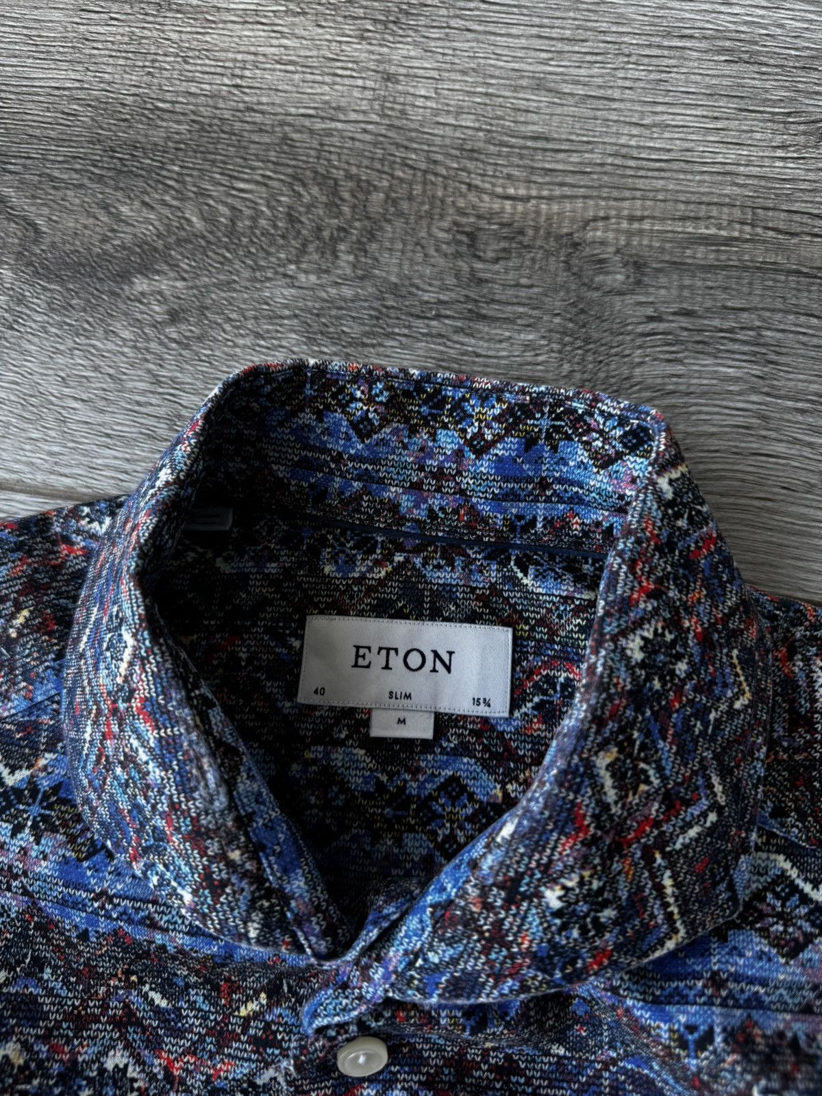Eton Eton Men's Geometric Pattern Long Sleeve Shirt Size US M / EU 48-50 / 2 - 6 Thumbnail