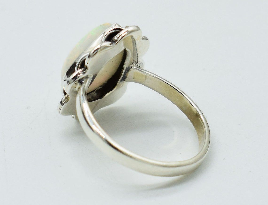 Handmade Pear Ethiopian Opal Ring Handmade 925K Silver Ring Size ONE SIZE - 2 Thumbnail