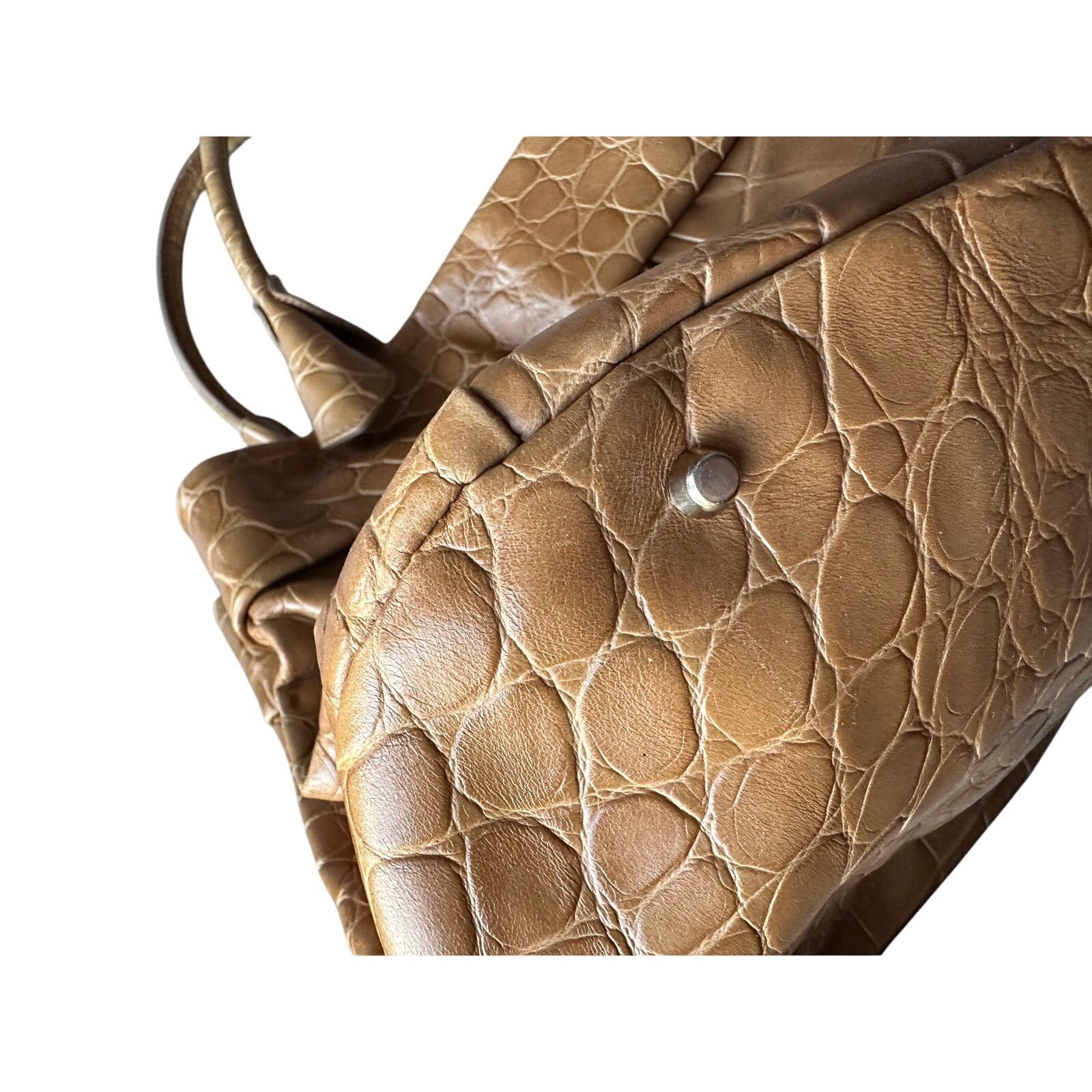 Furla FURLA Croc Embossed Camel Colored Leather Bag Size ONE SIZE - 13 Thumbnail