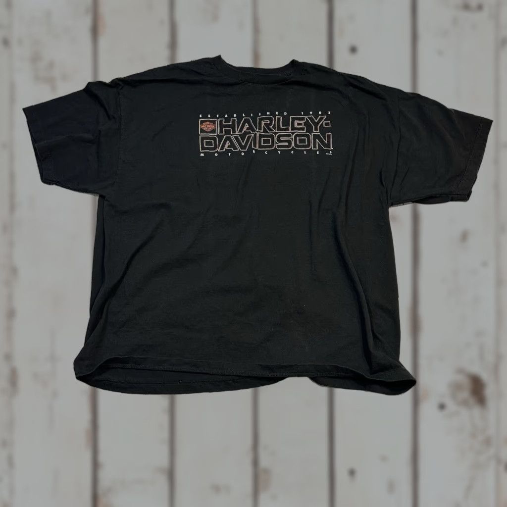 Harley Davidson Harley-Davidson American Legend Tee Shirt Mens 3XL Black Cotton Short Sleeve Crew Neck Mile High Aurora CO 2013 Biker Motorcycle Graphic Print Size US XXL / EU 58 / 5 - 1 Thumbnail