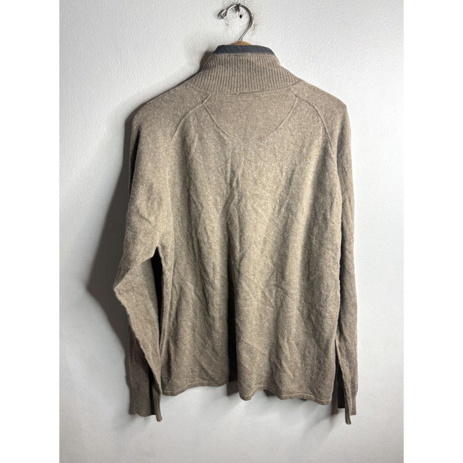 The North Face The North Face Sweater Mens XL Beige 1/4 Zip Mock Neck Pullover Logo Knit Wool Sweater Size US XL / EU 56 / 4 - 5 Thumbnail