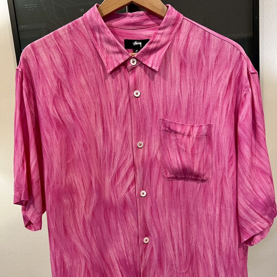 Stussy Stussy - Fur Print Short Sleeve Shirt (#1110282) - Pink Size US M / EU 48-50 / 2 - 5 Thumbnail