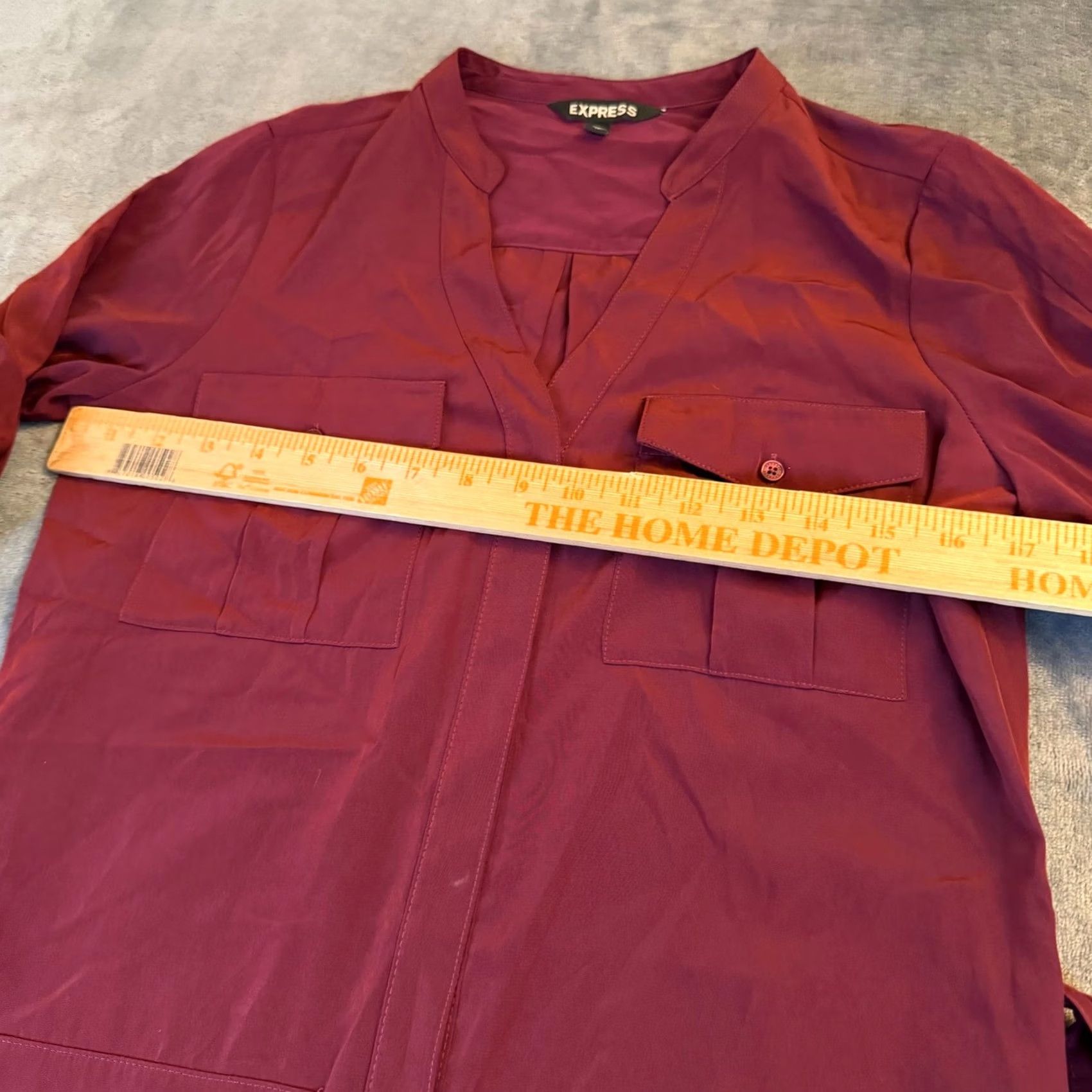 Express VINTAGE Express Burgundy Utility Style Button Front Dress Women's XS Long Sleeve Belted Size XS / US 0-2 / IT 36-38 - 7 Thumbnail