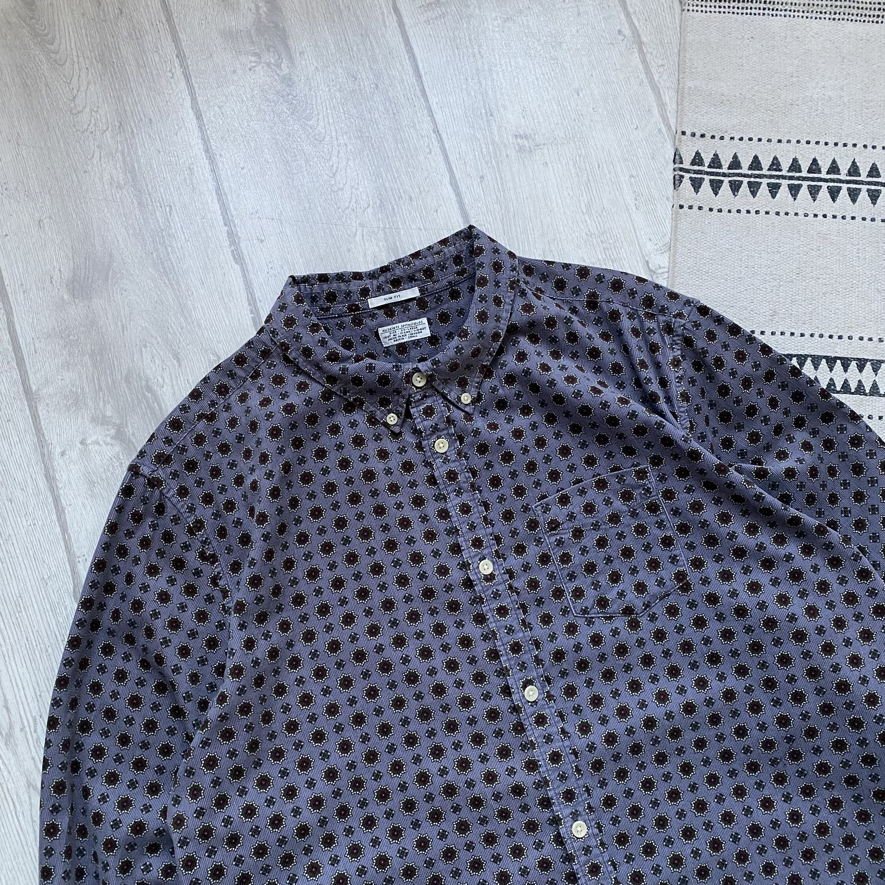 Allsaints 👔 Luxury Allsaint Shirt Corduroy Velvet monogram Size US XXL / EU 58 / 5 - 2 Thumbnail