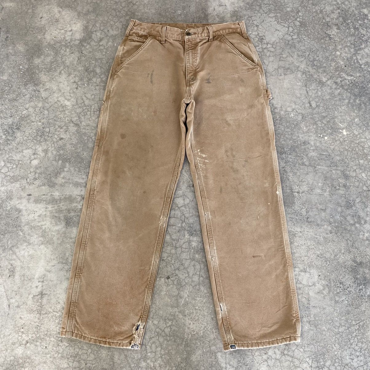Carhartt Vintage Carhartt Blanket Lined Faded Dirty Carpenter Pants Size US 31 - 6 Thumbnail