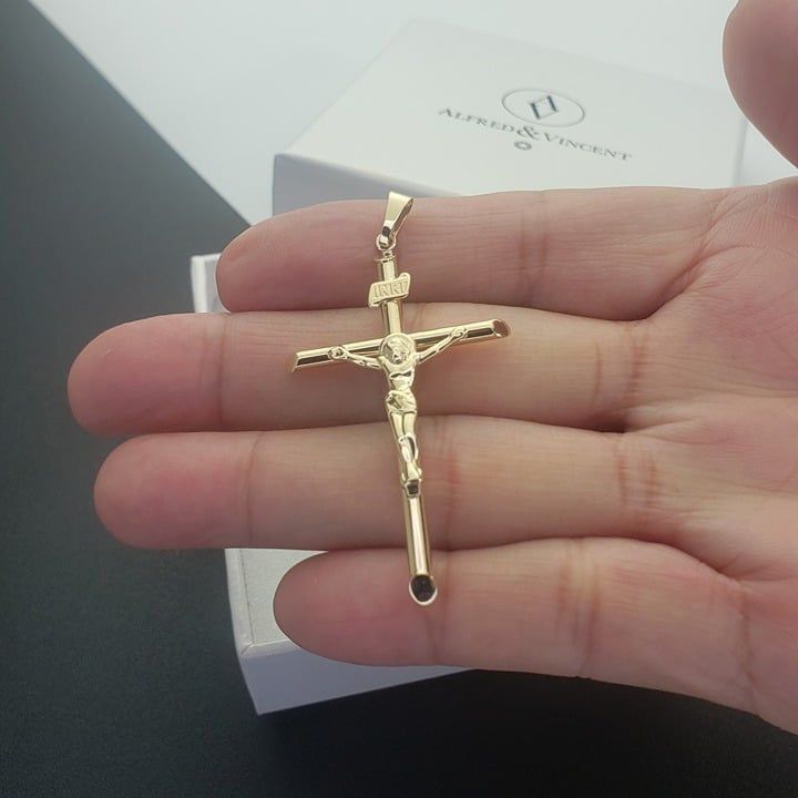 Other Jesus INRI Crucifix Catholic Cross 14k Yellow Gold Pendant Size ONE SIZE - 3 Thumbnail
