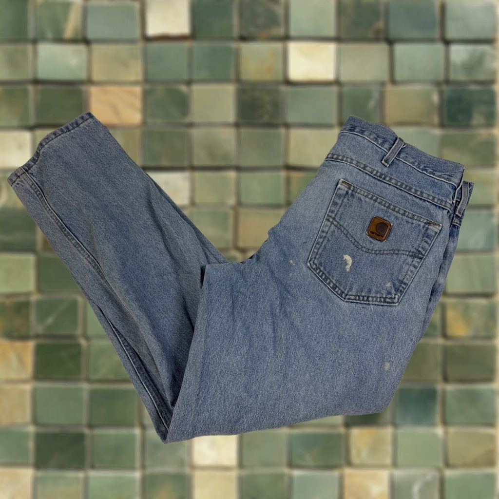 Carhartt VINTAGE Carhartt Jeans Men’s 36x32 Light Blue Distressed Straight Leg Men 36 Blue Distressed Straight Jeans Size US 36 / EU 52 - 1 Thumbnail