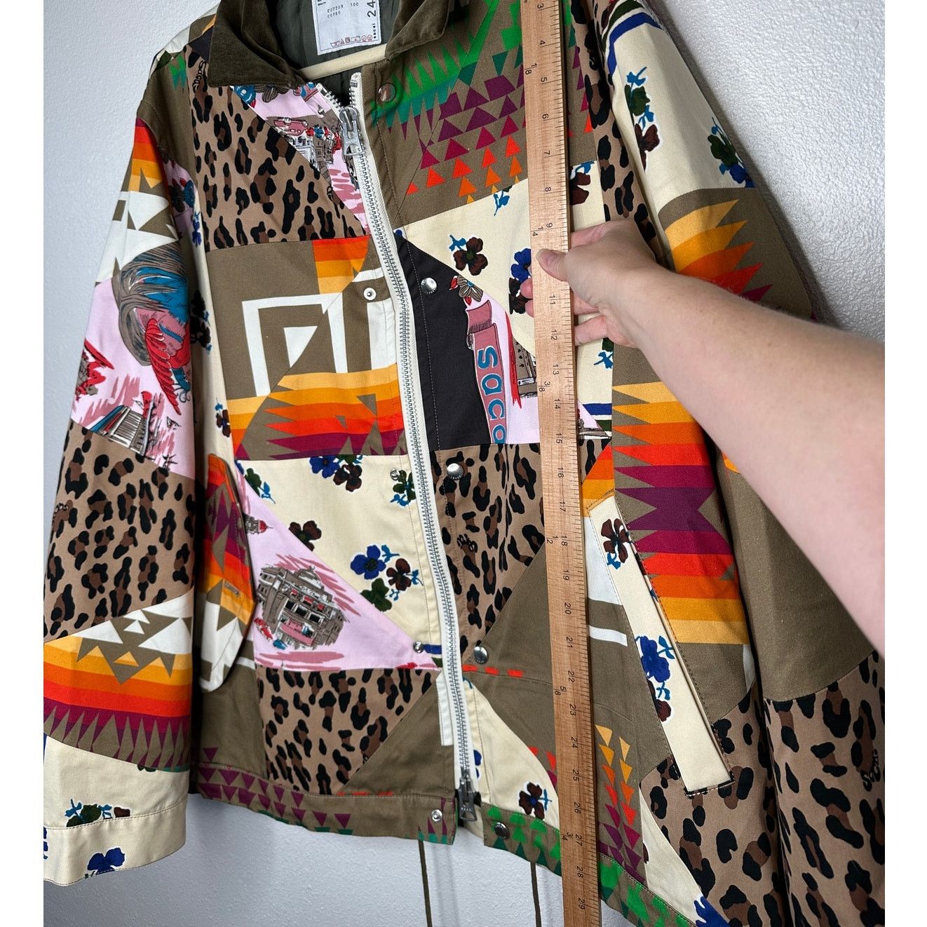 Sacai Sacai Tan Mixed Print Patchwork Velvet Collar Jacket 4 / XL Size US XL / EU 56 / 4 - 19 Thumbnail