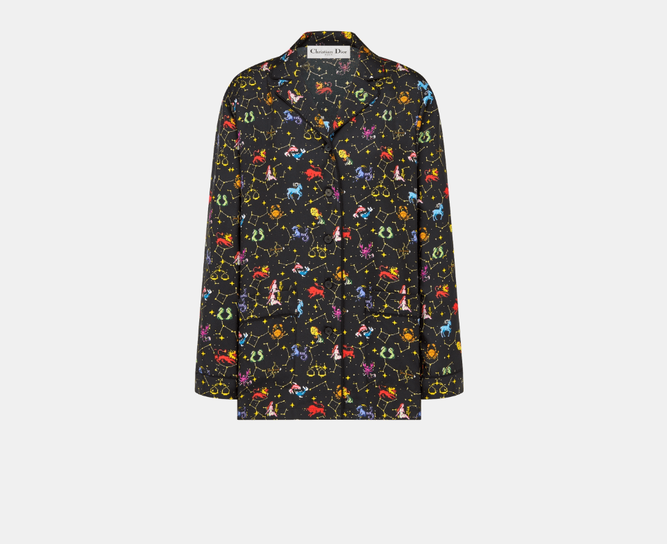 image of O1W1Db10224 Dior Chez Moi Shirt In Black & Multicolor, Women's (Size XS)