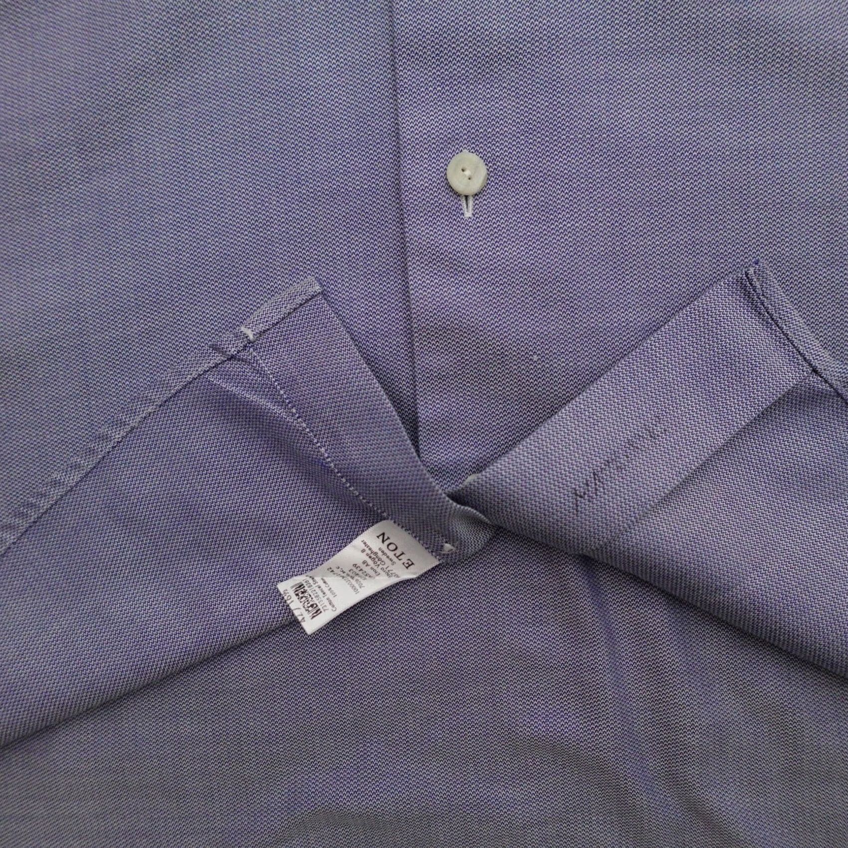 Eton ETON Button-Up Shirt Men's 42 Solid Blue Long Sleeve Casual Shop Size US XL / EU 56 / 4 - 4 Thumbnail
