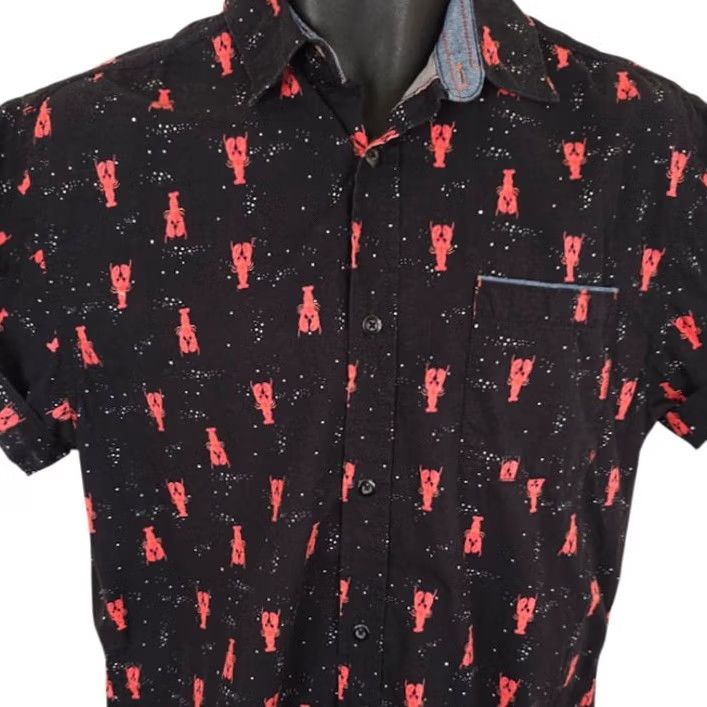 Vintage VINTAGE Lobster Camp Shirt Mens Size Medium Black Red All Over Print Good Vibes Size US M / EU 48-50 / 2 - 2 Thumbnail