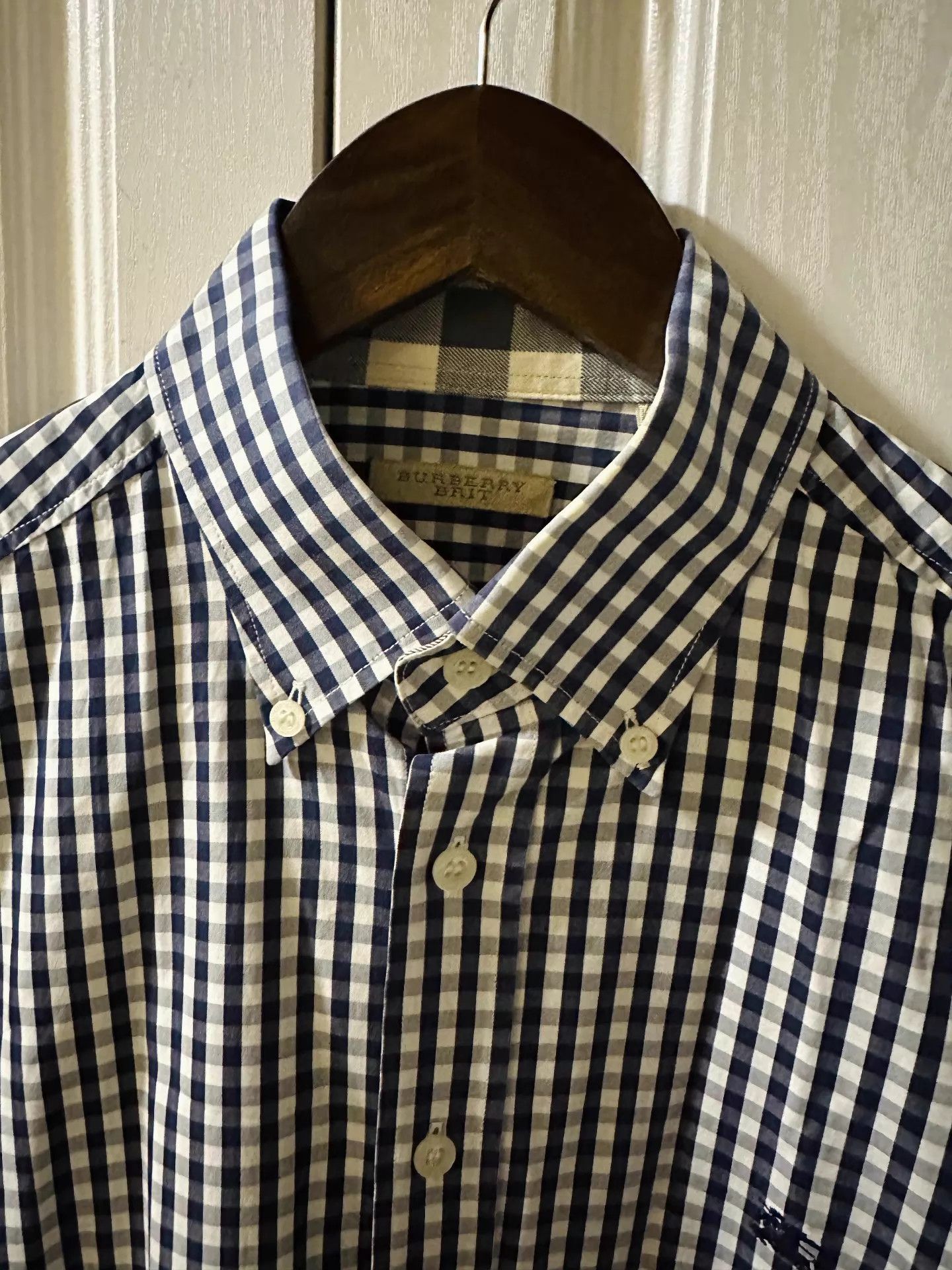 Burberry BURBERRY Horseferry Embroidered B&W Check Collar Shirt M Size US M / EU 48-50 / 2 - 2 Thumbnail