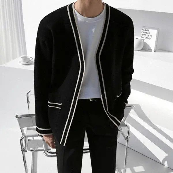 VIBE Black Knit Cardigan Sweater Size US XL / EU 56 / 4 - 5 Thumbnail