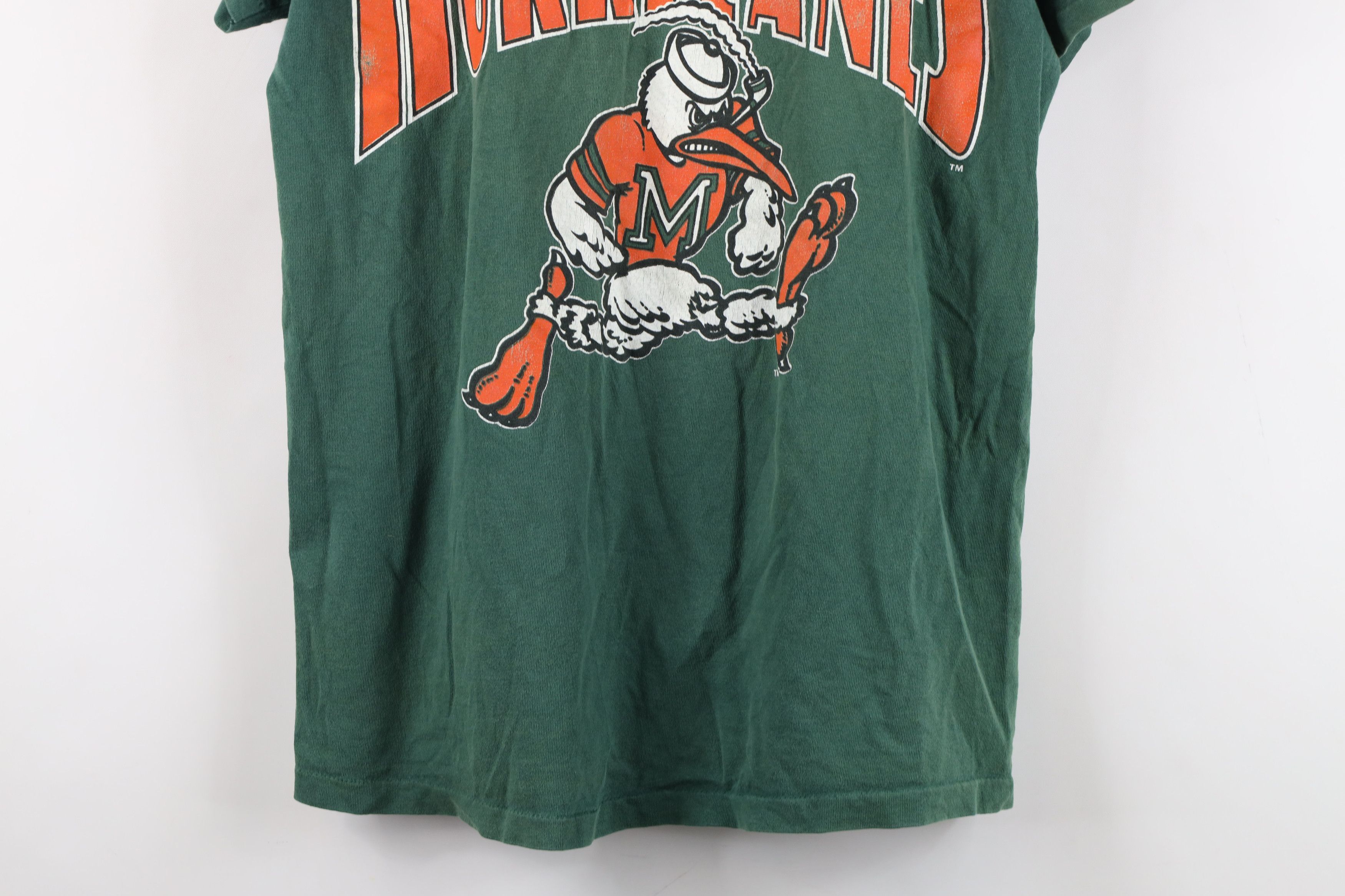 Vintage Vintage 90s Spell Out University of Miami T-Shirt Green USA Size US M / EU 48-50 / 2 - 3 Thumbnail