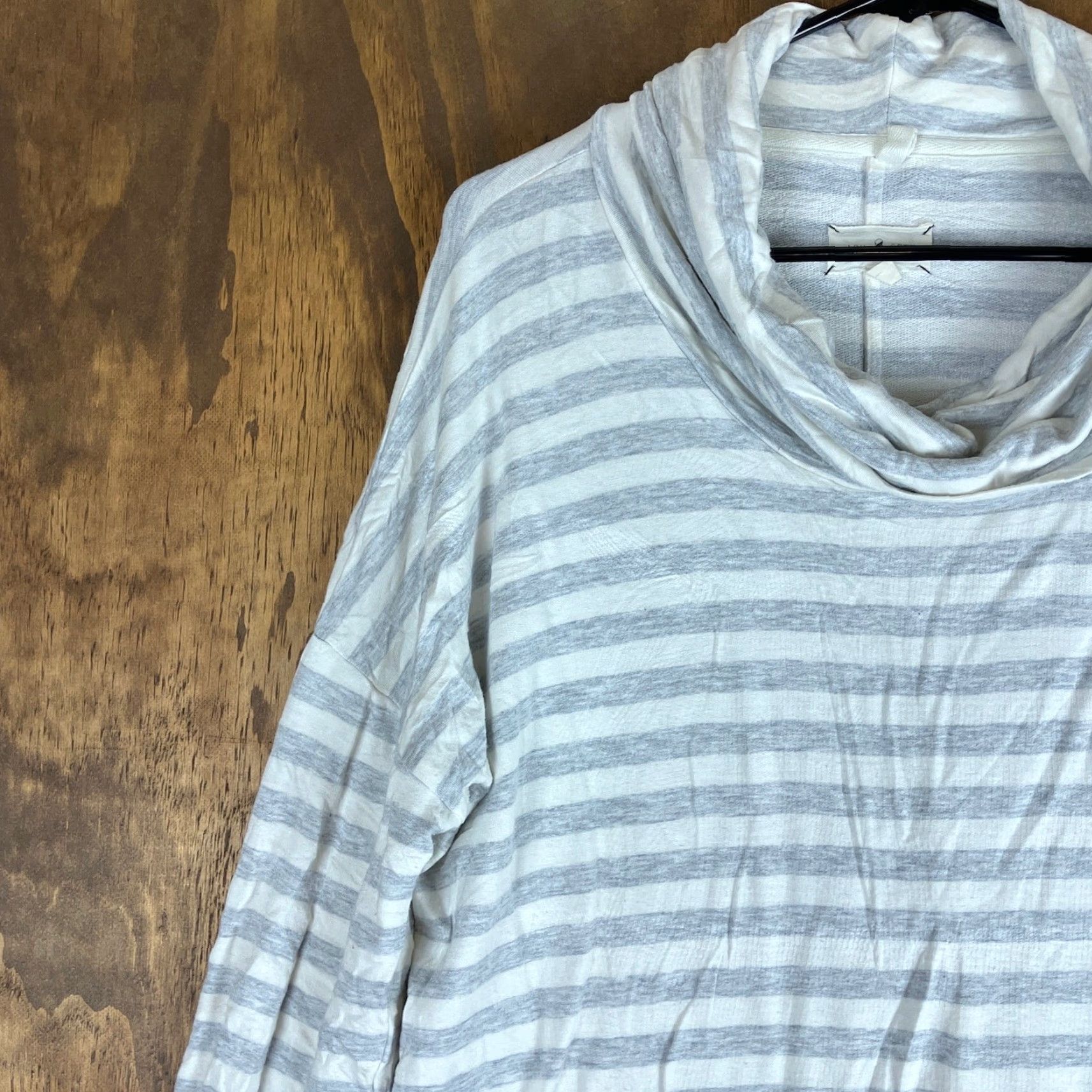 Lou & Grey Lou & Grey Womens Sweater Gray White Striped Cowl Neck Long Sleeve Stretch M Size M / US 6-8 / IT 42-44 - 4 Thumbnail