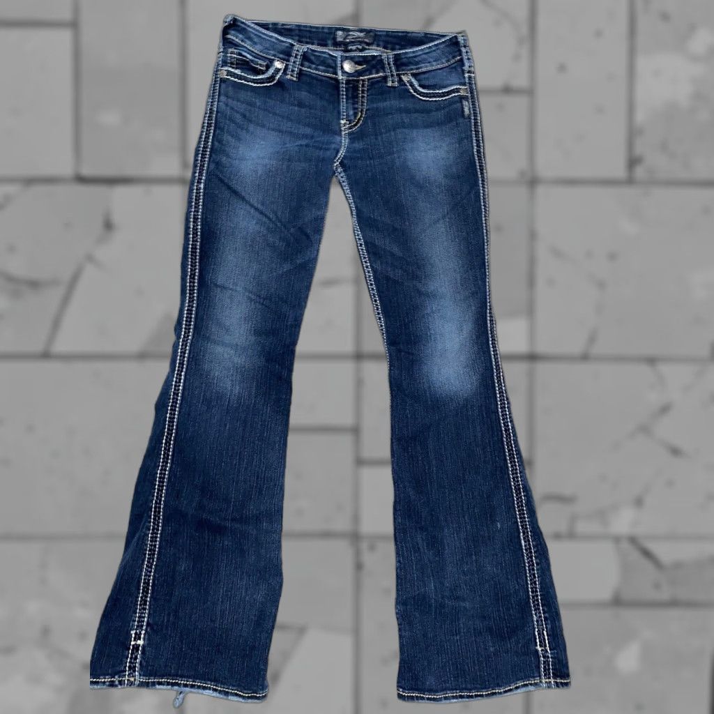 CO VINTAGE Silver Jeans Womens Frances Bootcut Jeans Sz 22 Silver Metal Women's Size 40" / US 18 - 1 Thumbnail