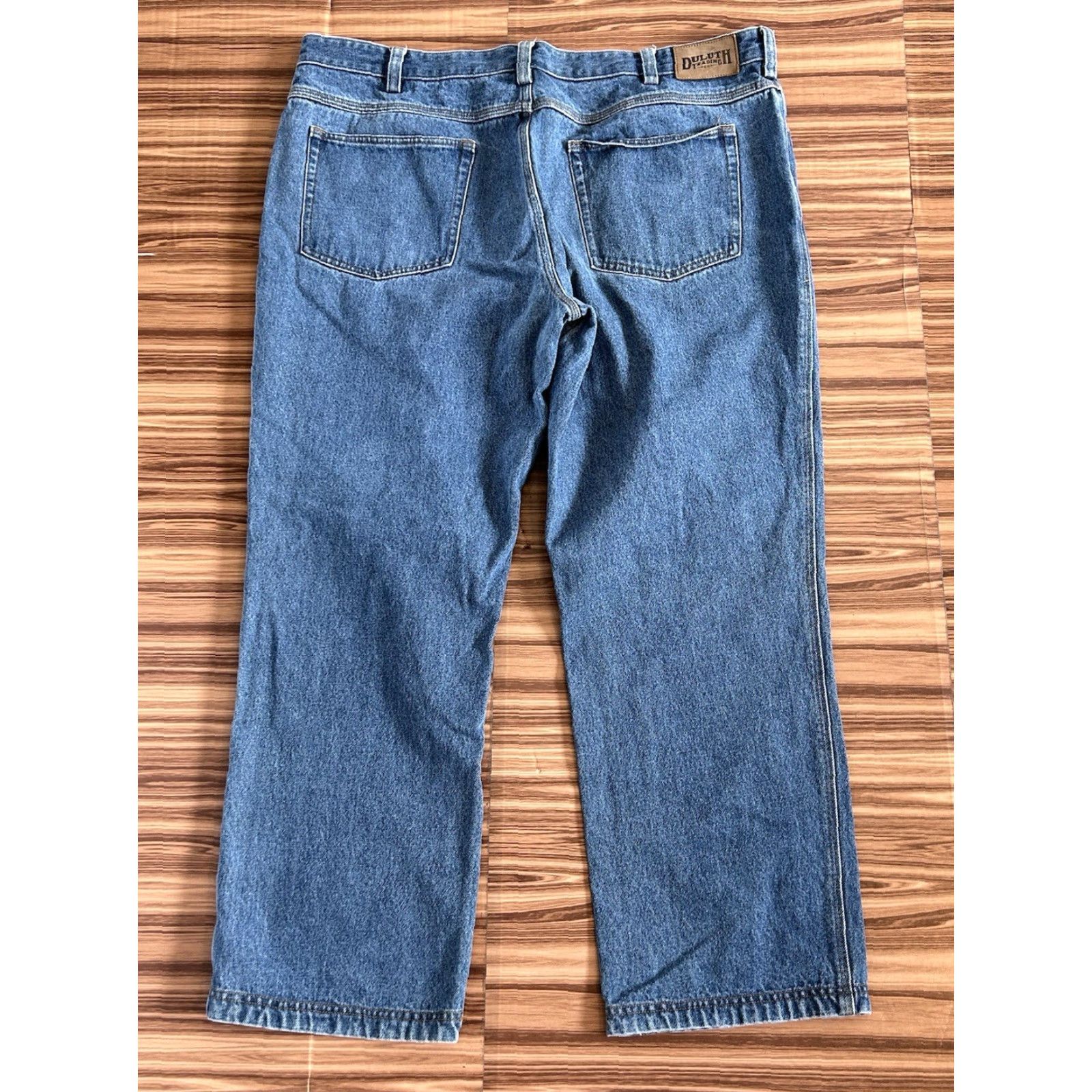 Vintage Duluth Jeans Mens Regular Denim Blue 42x30 Straight High Rise 5-Pocket Logo Zip Button Cotton Machine Washable Easy Care Vintage No (Adults) Size US 42 / EU 58 - 2 Thumbnail