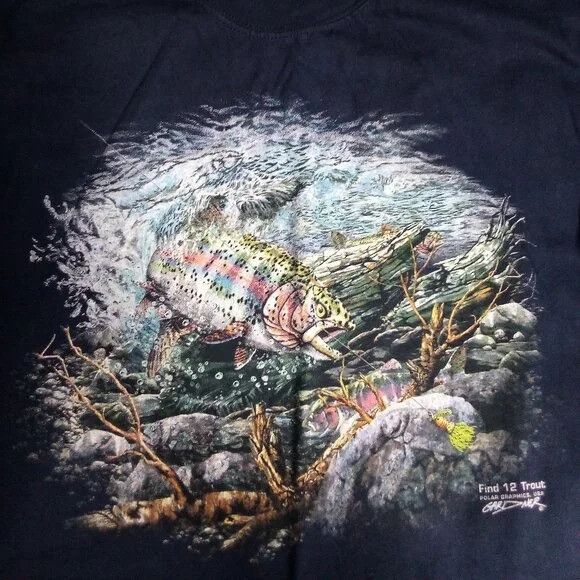 Hanes Vintage Find 12 Rainbow Trout Fish Oregon Coast T-Shirt Size US L / EU 52-54 / 3 - 1 Thumbnail