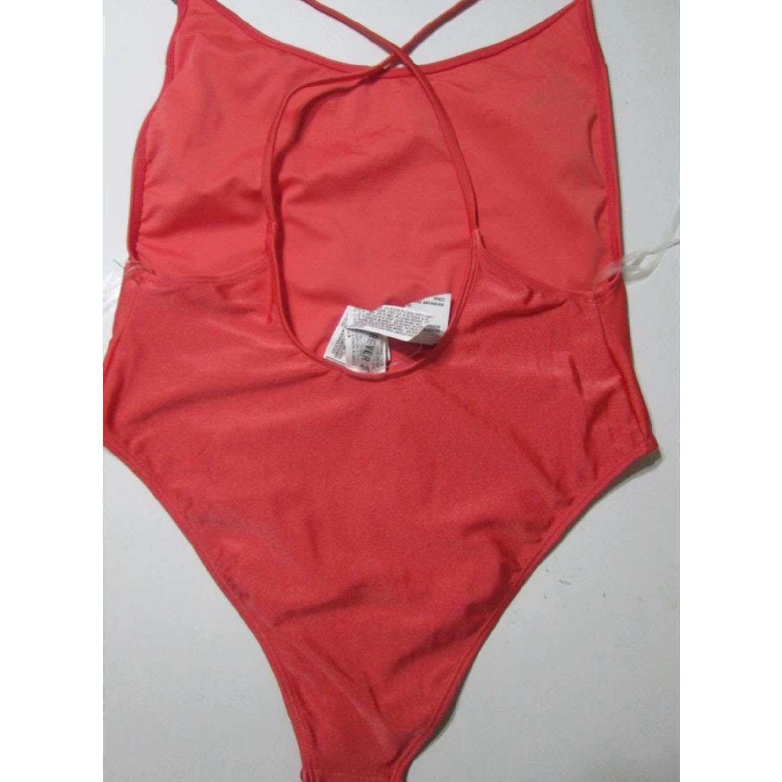 Forever 21 Forever 21 One Piece Swimsuit Coral Crossback Open Back NWT Womens M Beach Sea Pattern Solid Wireless Unlined Size ONE SIZE - 2 Thumbnail