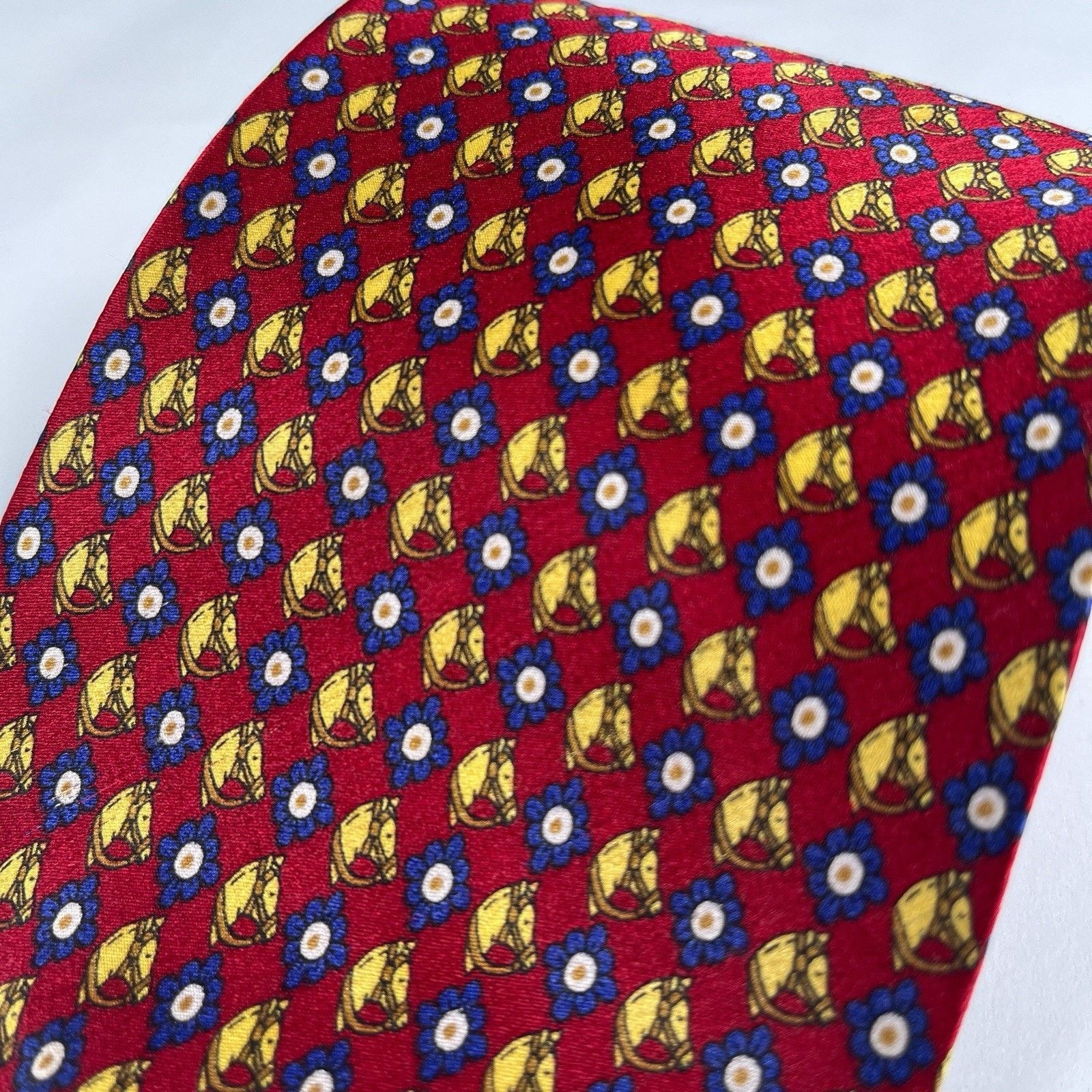 Pierre Balmain Balmain Silk Mens VTG Tie Red Necktie Horse Medallion Print Size ONE SIZE - 3 Thumbnail
